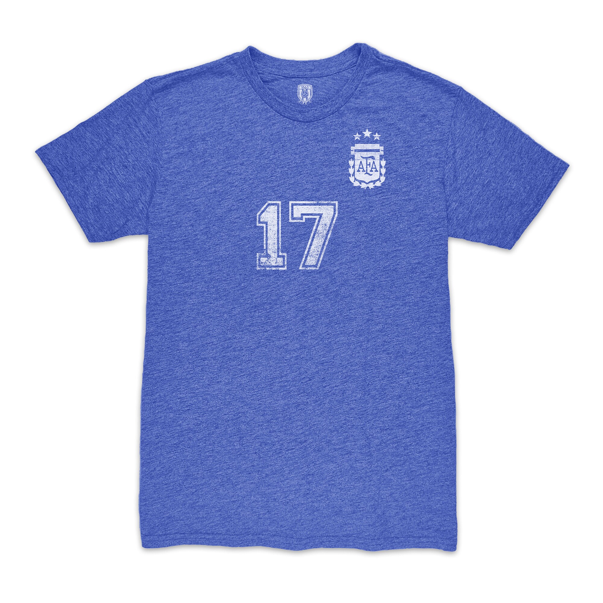 Shop alejandro garnacho argentina national team 1863fc player vintage tri-blend t-shirt – blue – France Football Shirts & World Cup Jerseys