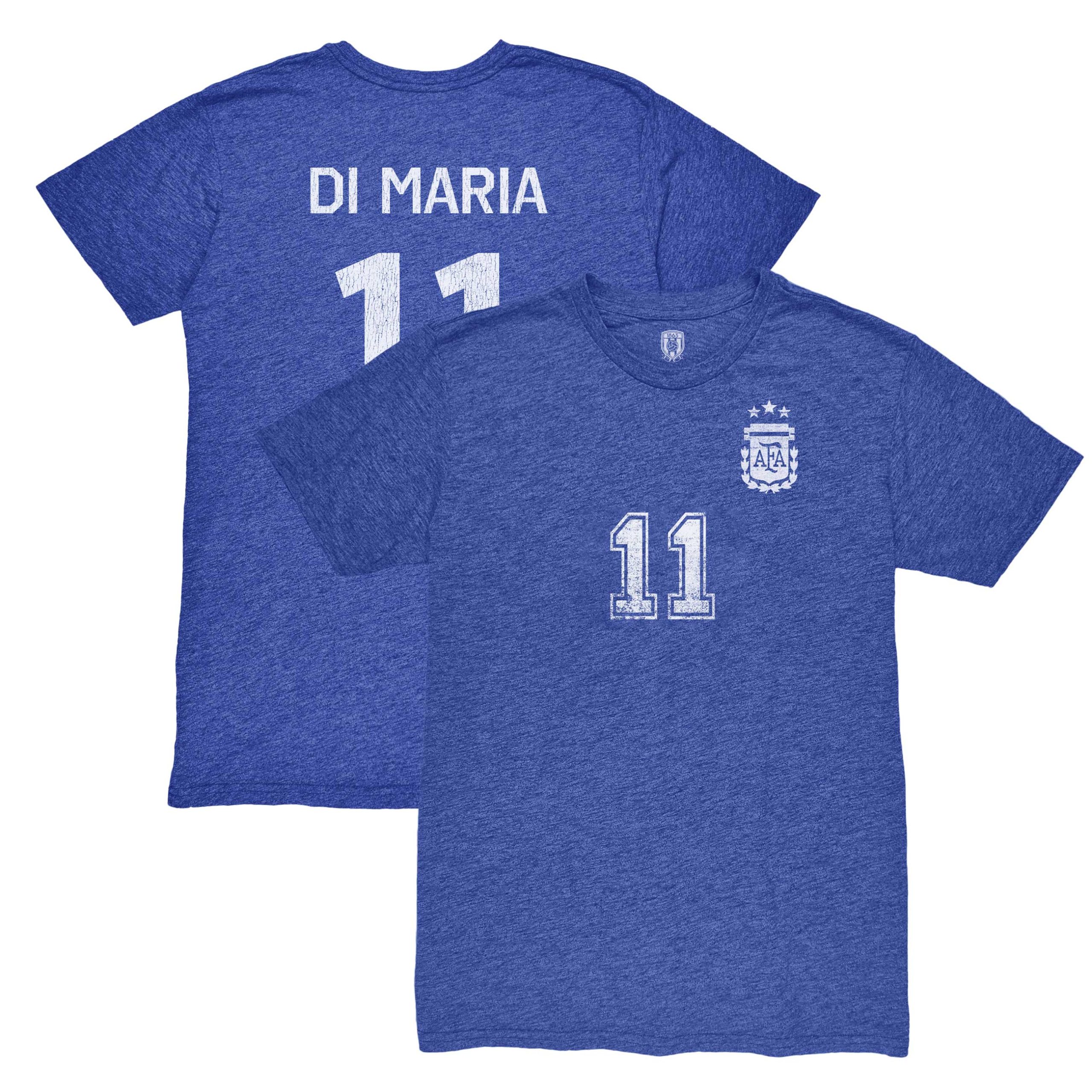 Shop angel di maria argentina national team 1863fc retro player tri-blend t-shirt – blue – France Football Shirts & World Cup Jerseys