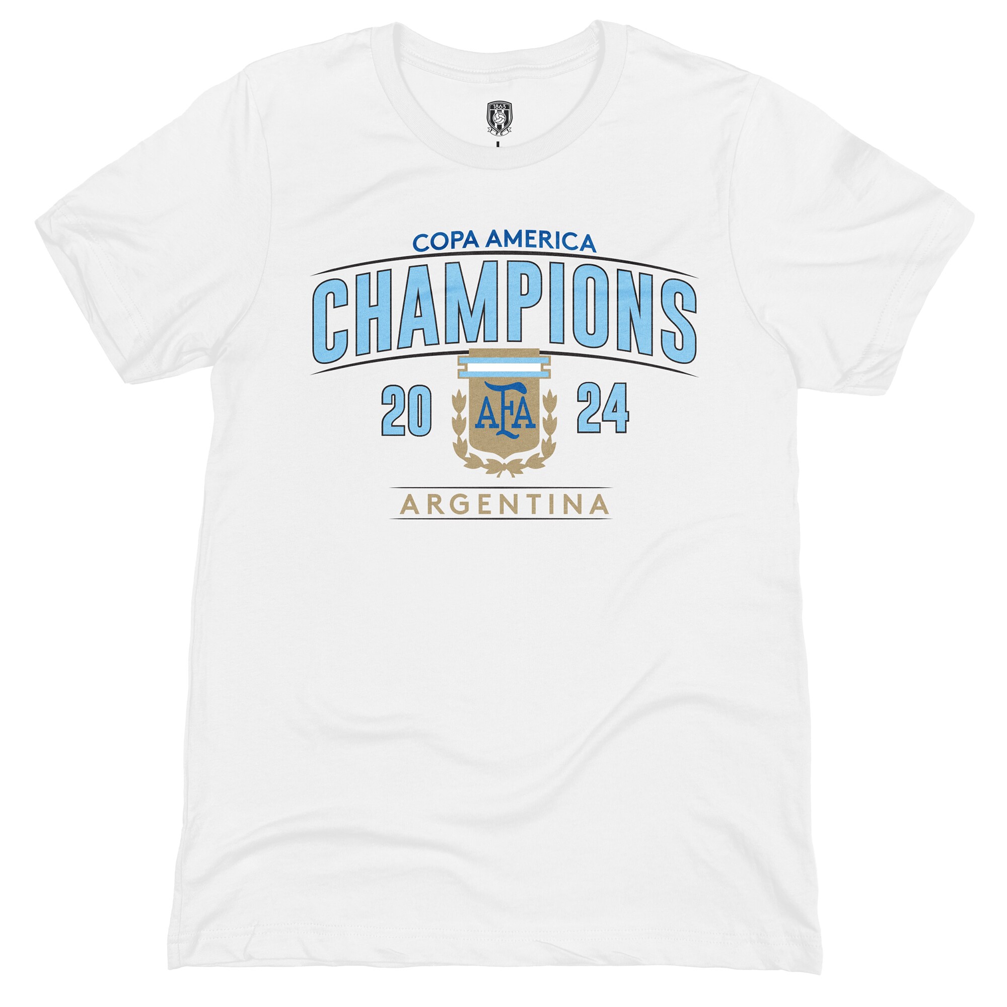 Shop argentina national team 1863fc 2024 copa america champions t-shirt – white – France Football Shirts & World Cup Jerseys