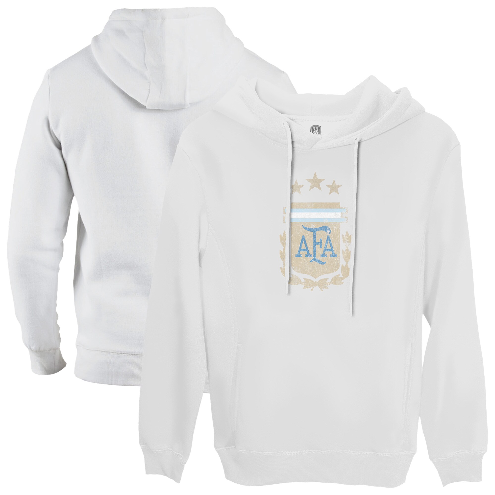 Shop argentina national team 1863fc color badge fleece pullover hoodie – white – France Football Shirts & World Cup Jerseys