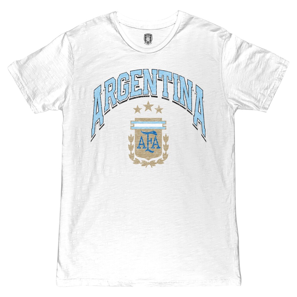 Shop argentina national team 1863fc retro wordmark t-shirt – white – France Football Shirts & World Cup Jerseys