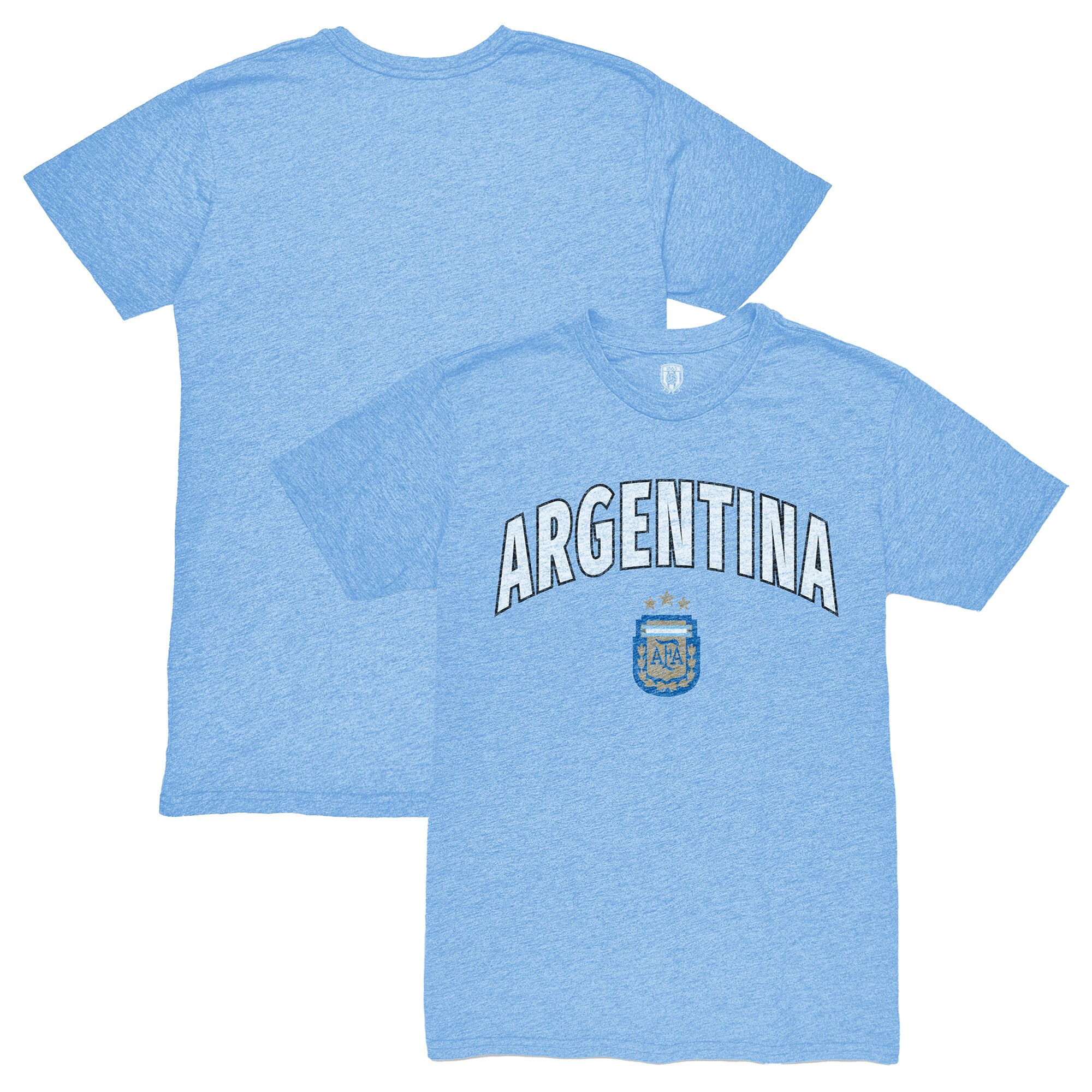 Shop argentina national team 1863fc retro wordmark tri-blend t-shirt – light blue – France Football Shirts & World Cup Jerseys