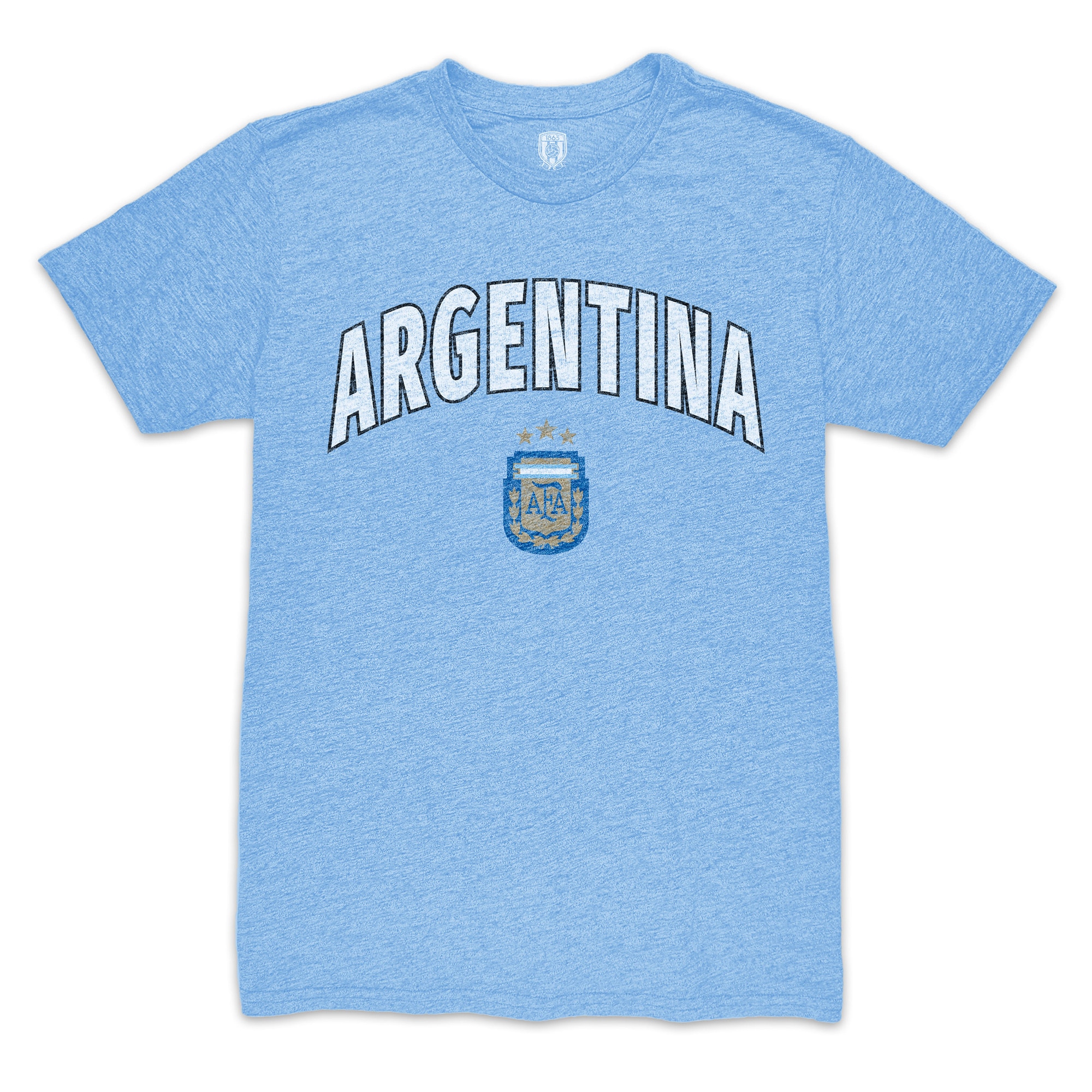 Shop argentina national team 1863fc retro wordmark tri-blend t-shirt – light blue – France Football Shirts & World Cup Jerseys
