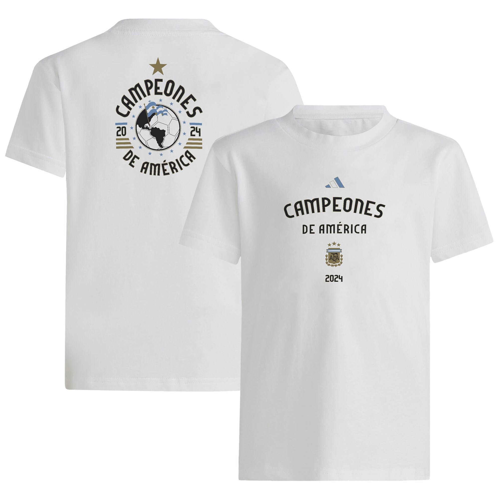 Shop argentina national team adidas youth 2024 copa america champions t-shirt – white – France Football Shirts & World Cup Jerseys