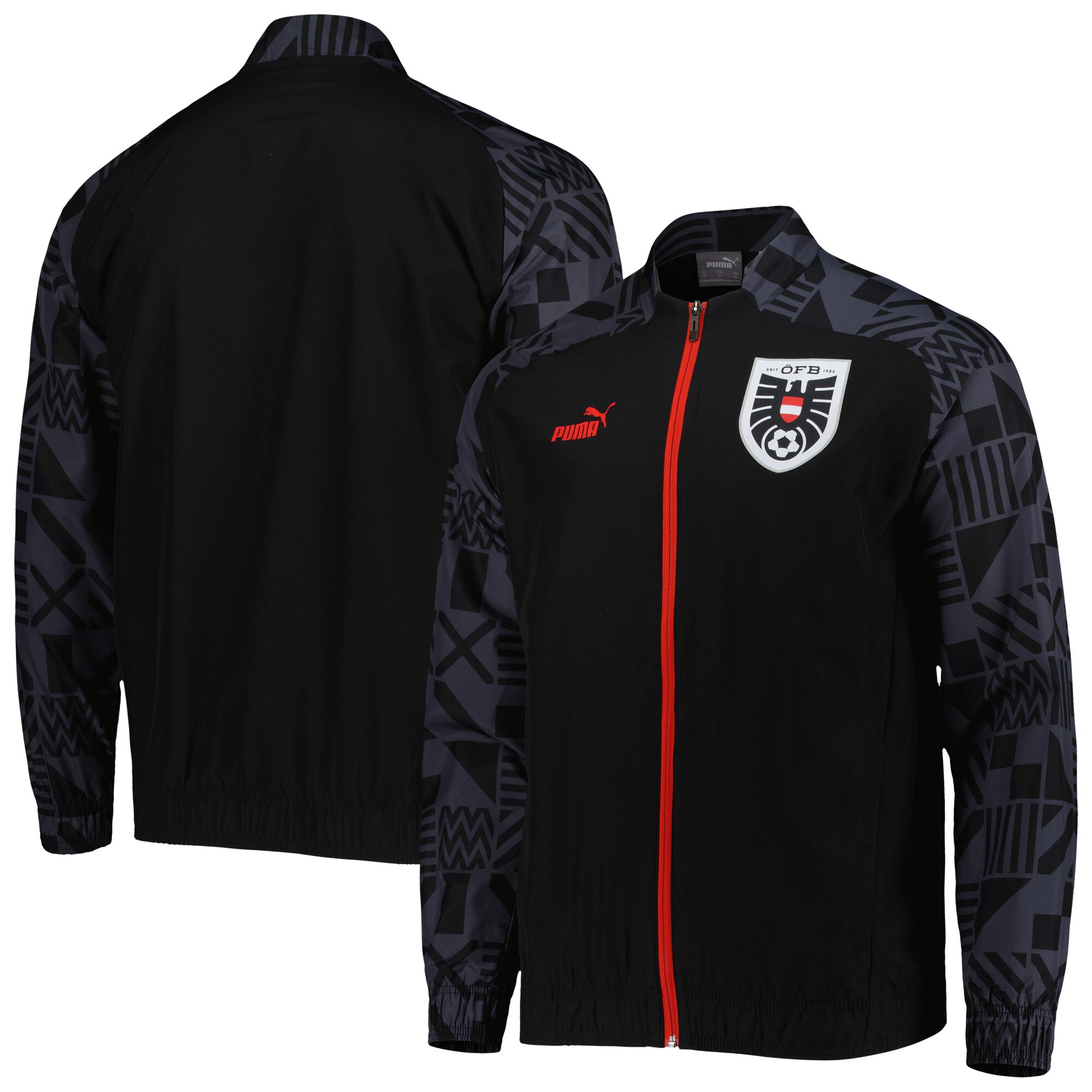 Shop austria national team puma pre-match raglan full-zip training jacket – black – France Football Shirts & World Cup Jerseys