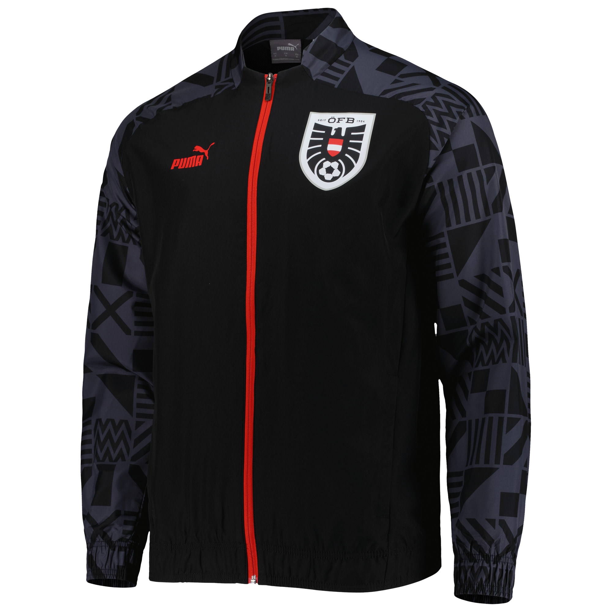 Shop austria national team puma pre-match raglan full-zip training jacket – black – France Football Shirts & World Cup Jerseys