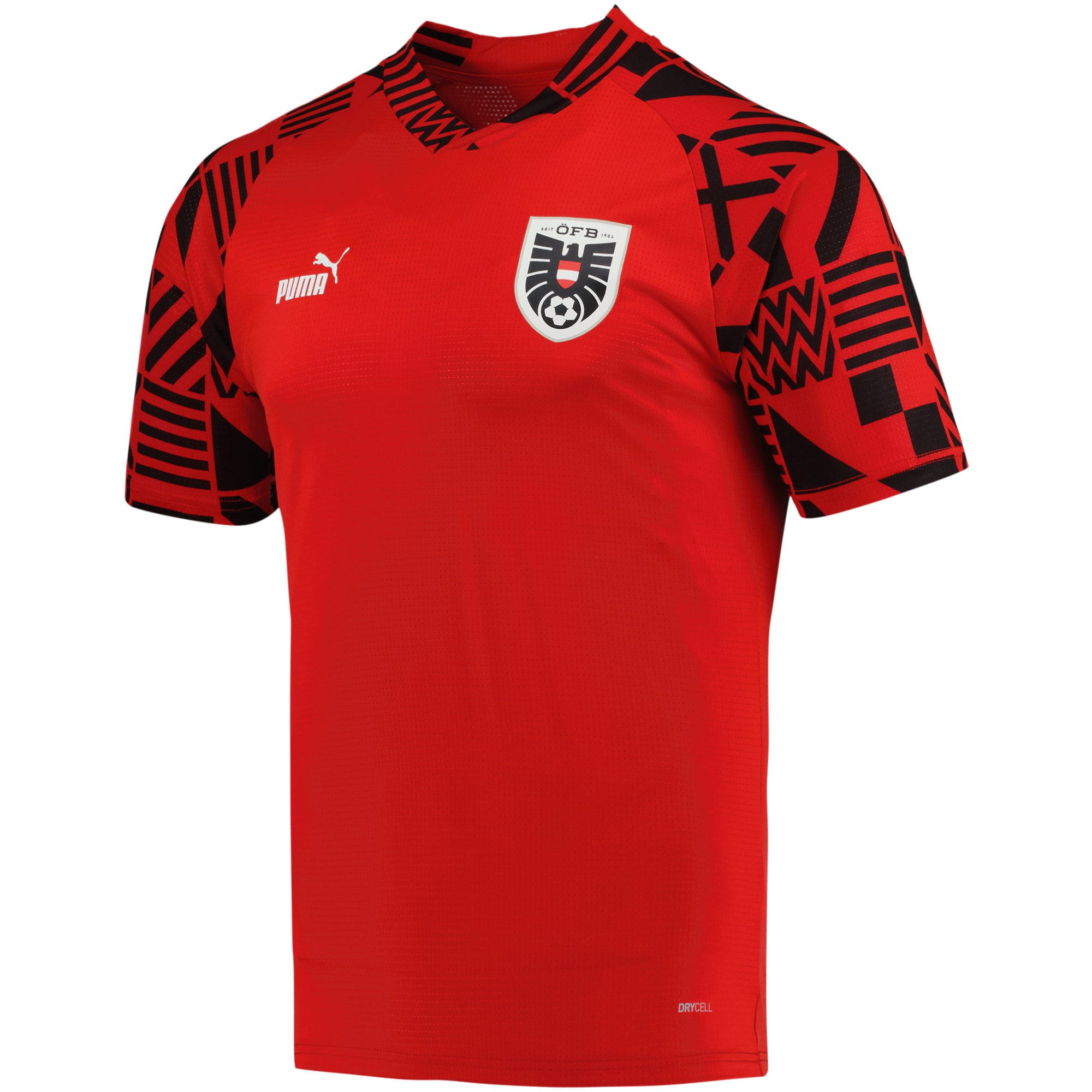 Shop austria national team puma pre-match v-neck top – red – France Football Shirts & World Cup Jerseys