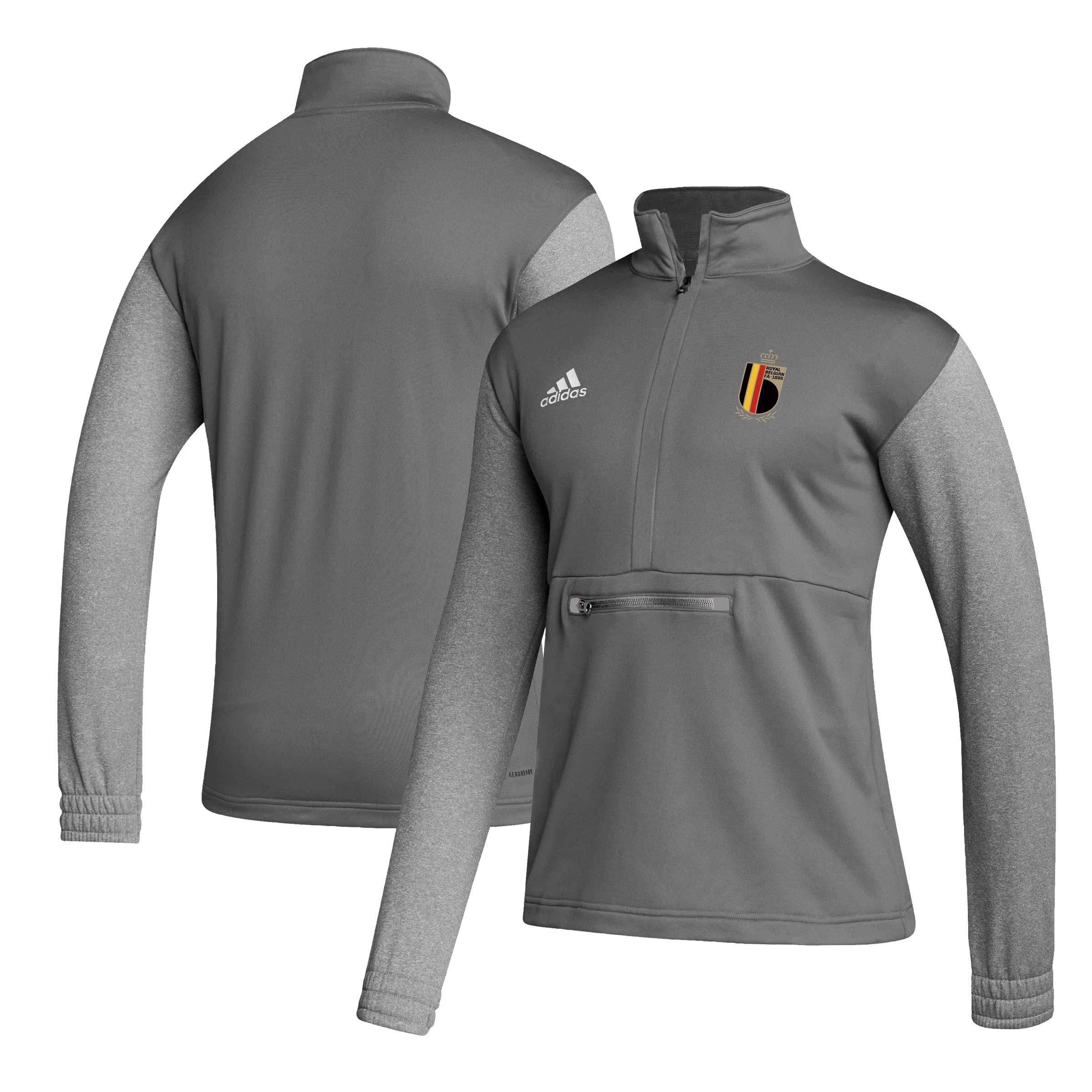 Shop belgium national team adidas crest long sleeve half-zip top – gray – France Football Shirts & World Cup Jerseys