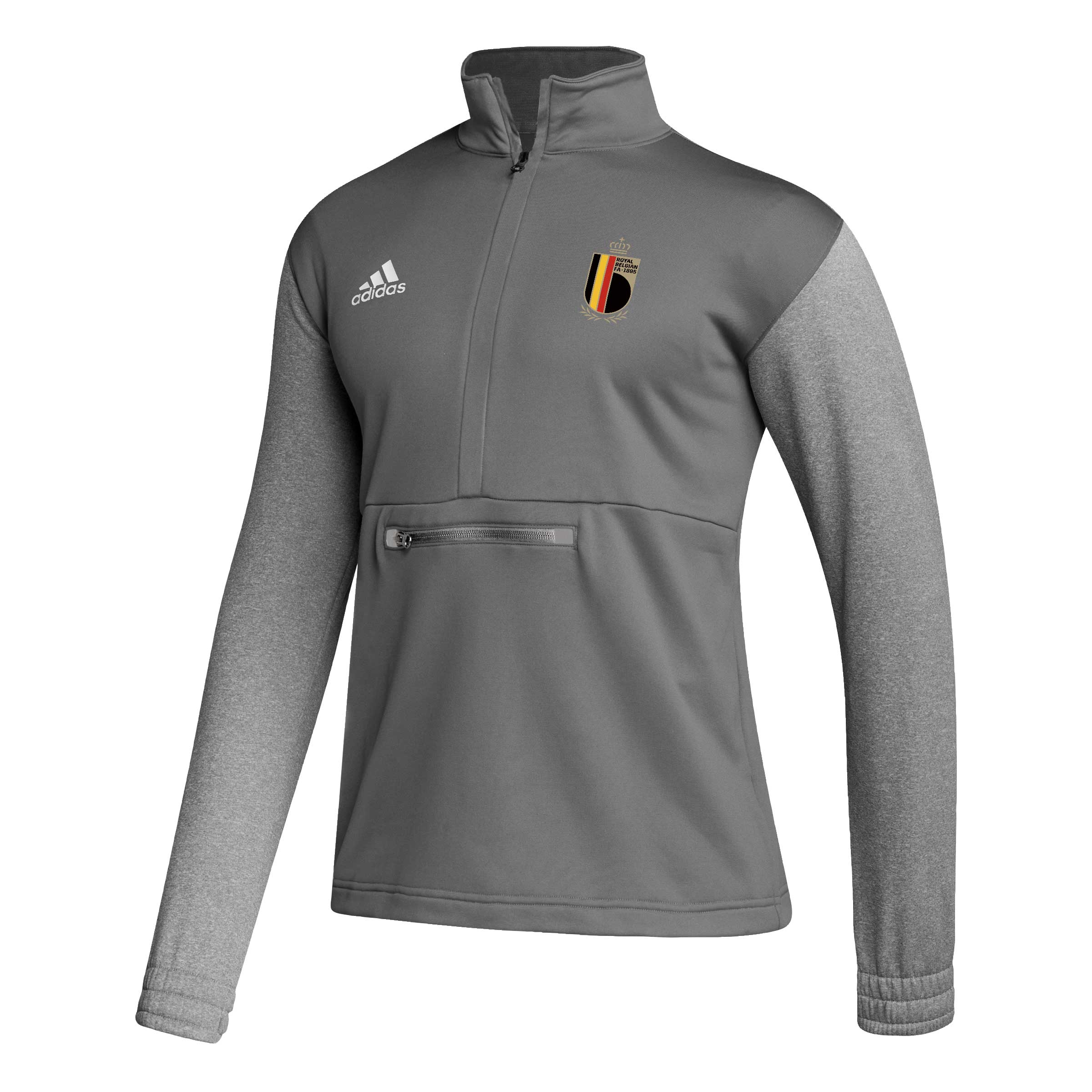 Shop belgium national team adidas crest long sleeve half-zip top – gray – France Football Shirts & World Cup Jerseys