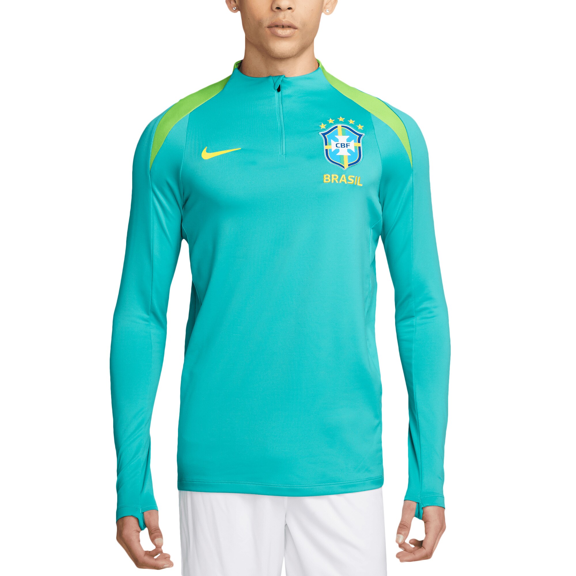 Shop brazil national team nike 2024 strike drill performance quarter-zip pullover top – aqua – France Football Shirts & World Cup Jerseys