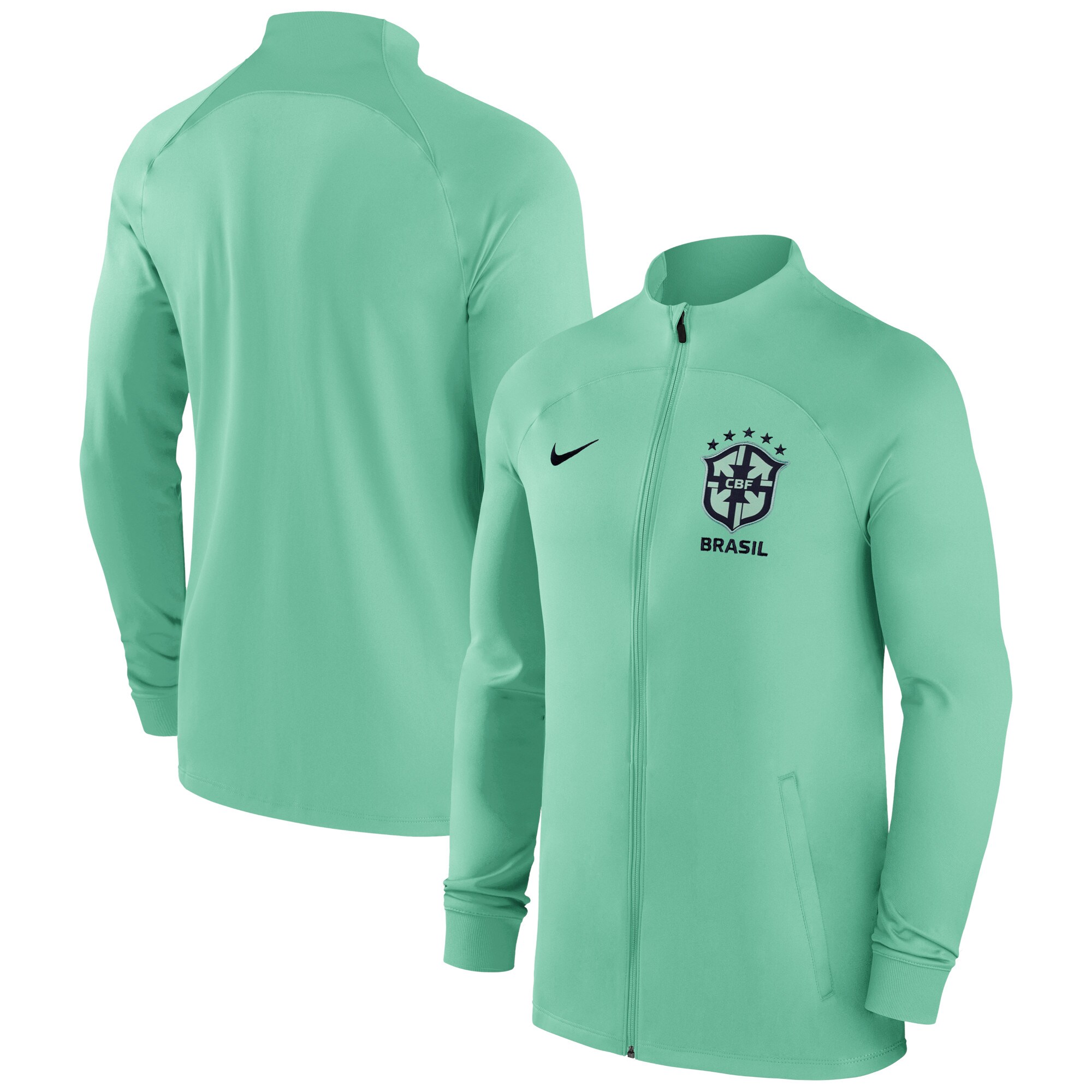 Shop brazil national team nike strike raglan full-zip performance track jacket – green – France Football Shirts & World Cup Jerseys