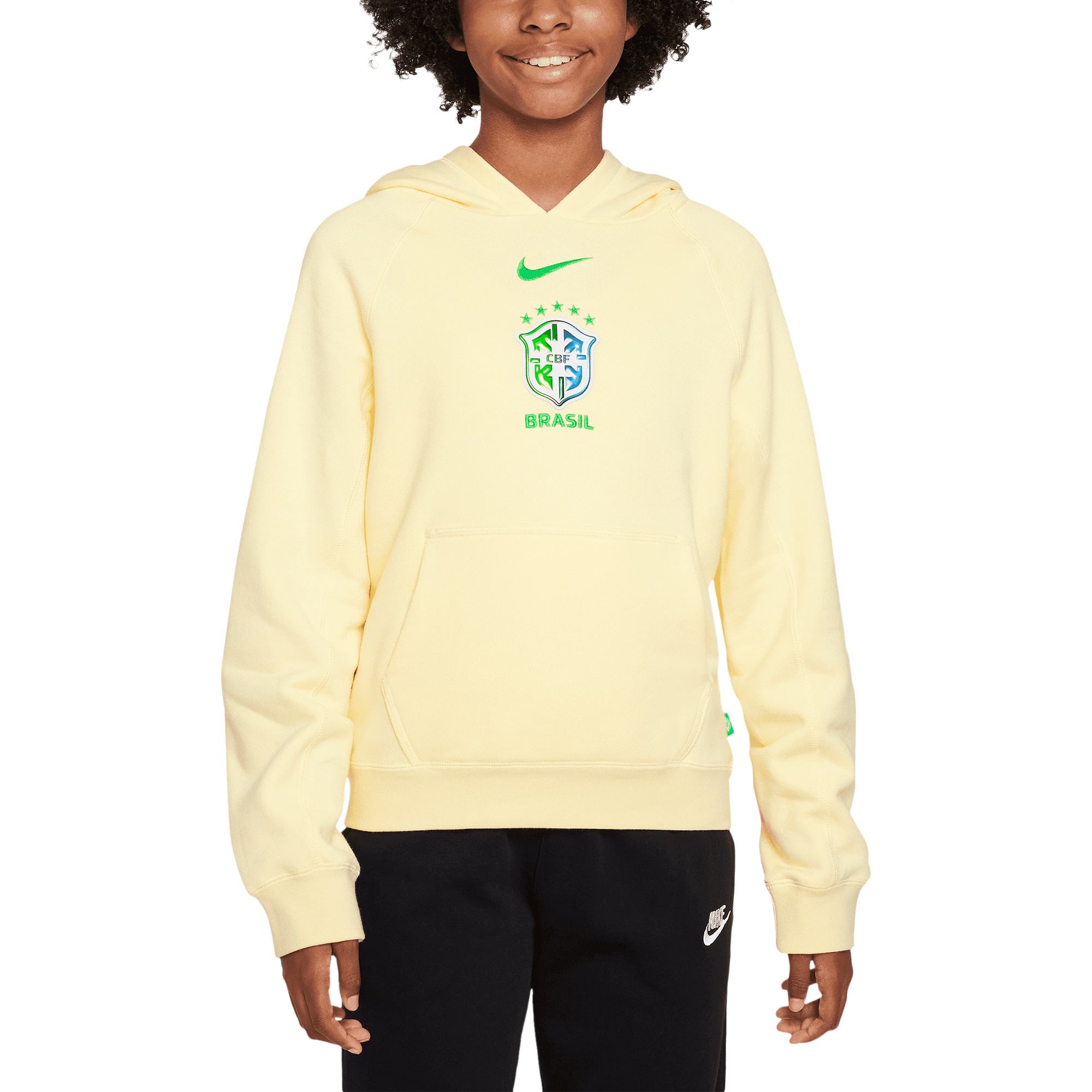 Shop brazil national team nike youth air pullover hoodie – yellow – France Football Shirts & World Cup Jerseys