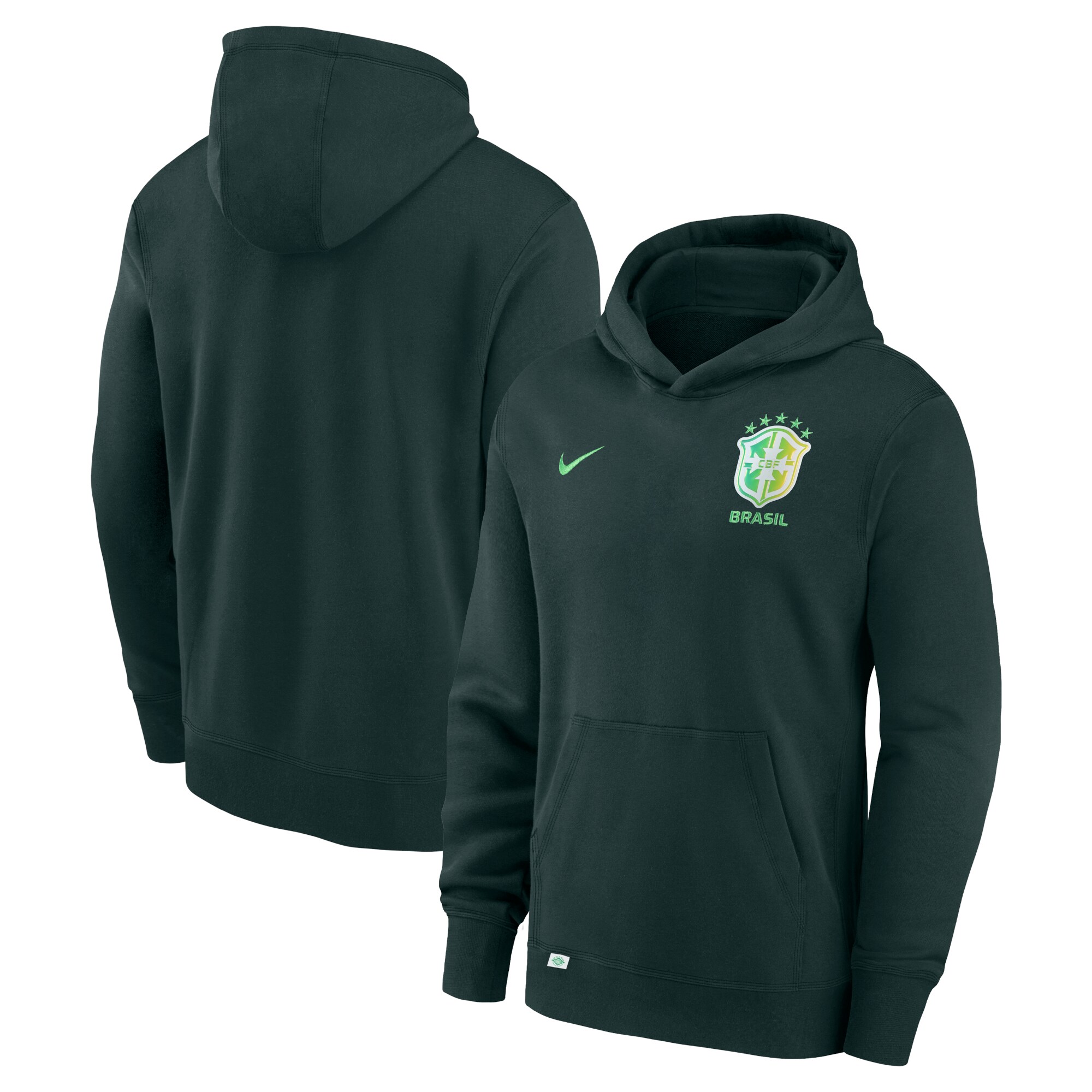 Shop brazil national team nike youth club fleece pullover hoodie – green – France Football Shirts & World Cup Jerseys
