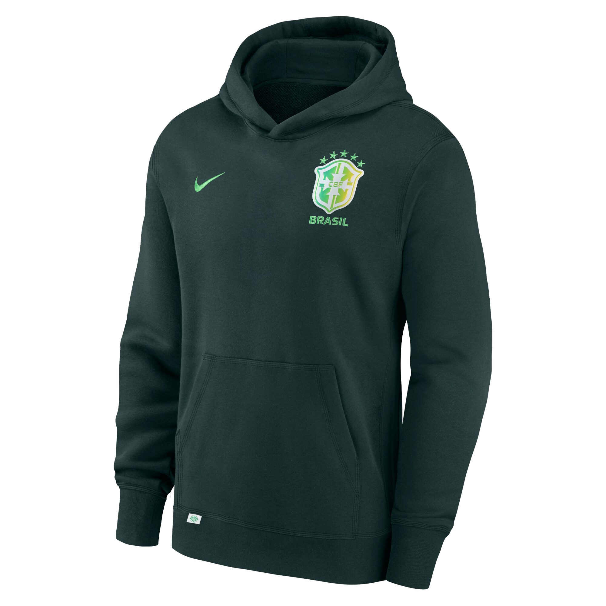 Shop brazil national team nike youth club fleece pullover hoodie – green – France Football Shirts & World Cup Jerseys
