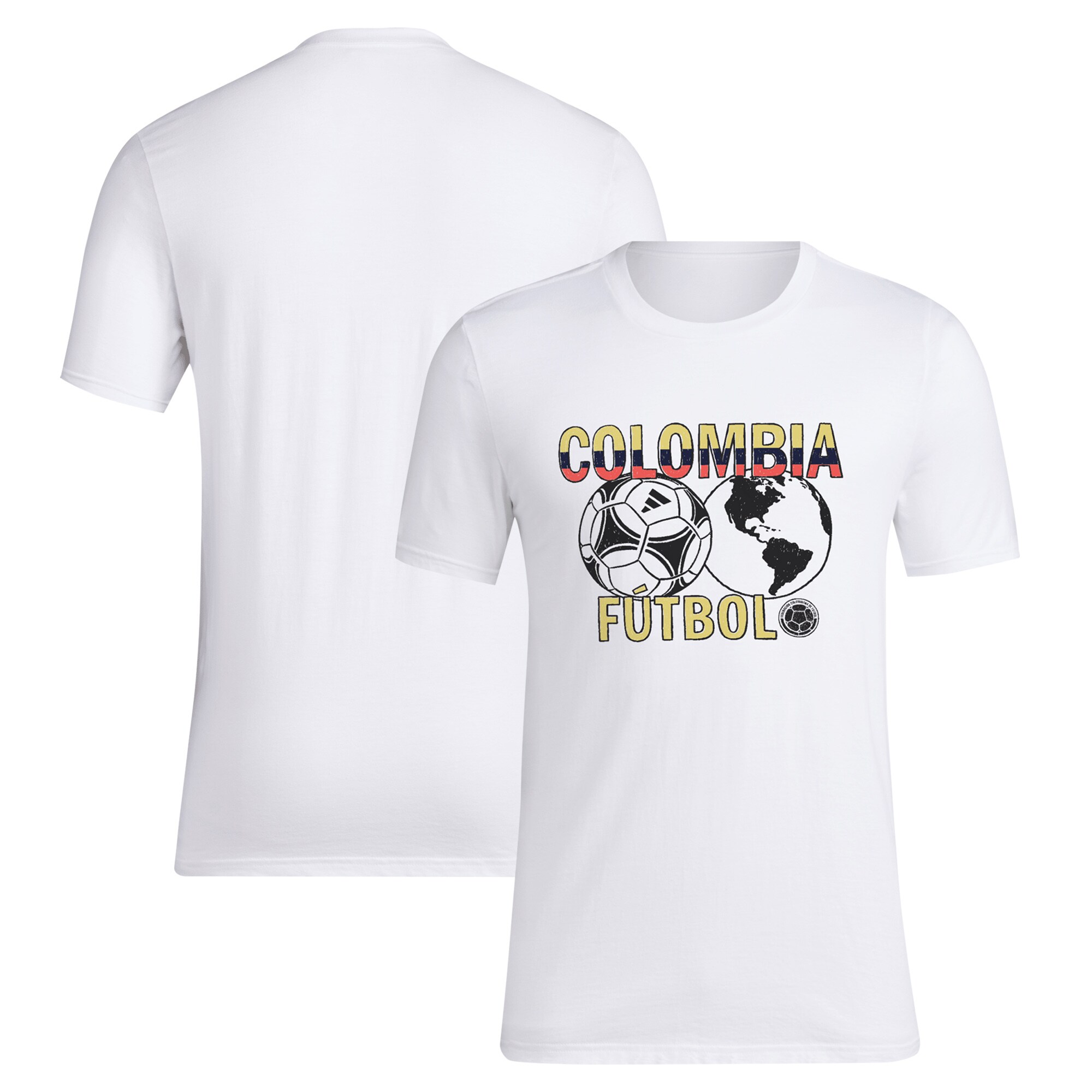 Shop colombia national team adidas around the world t-shirt – white – France Football Shirts & World Cup Jerseys