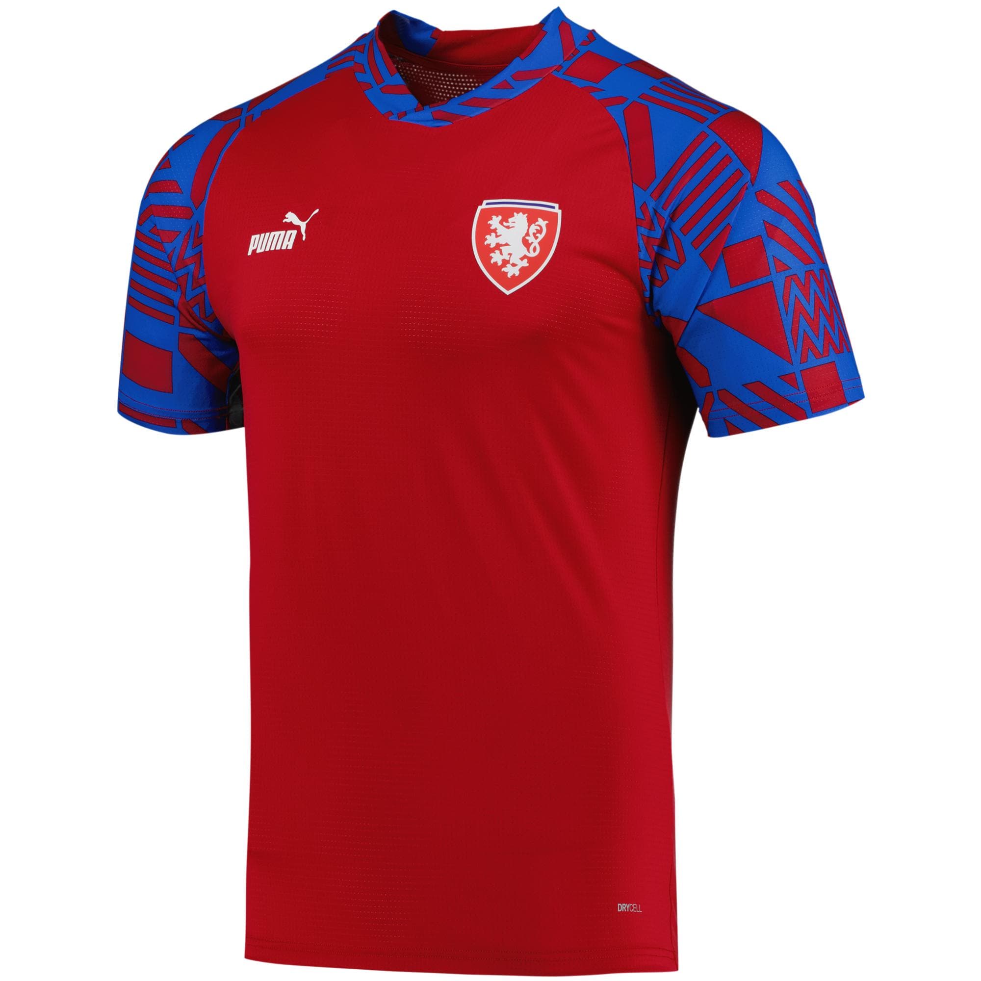Shop czech republic national team puma pre-match v-neck top – red – France Football Shirts & World Cup Jerseys