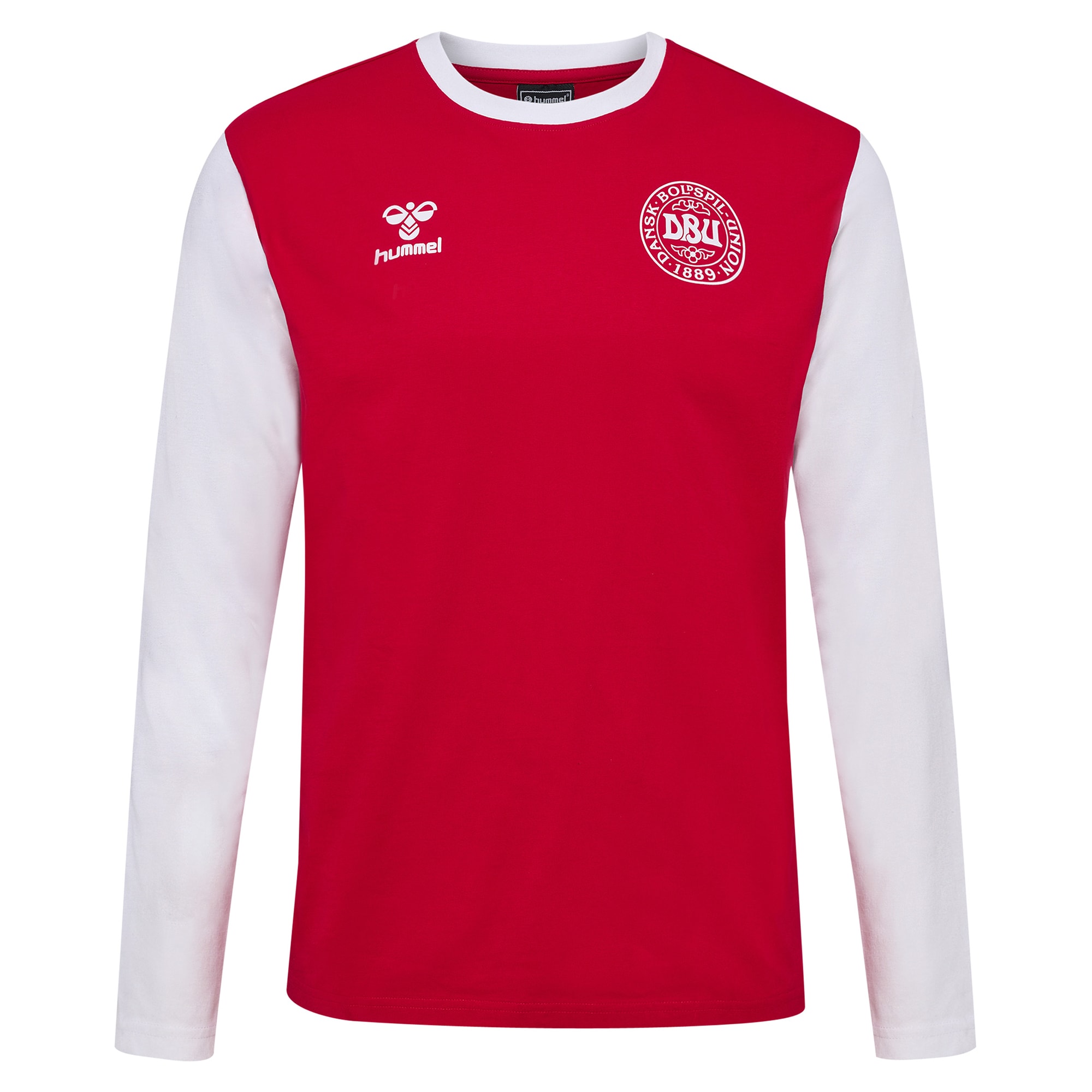 Shop denmark national team block long sleeve t-shirt – red – France Football Shirts & World Cup Jerseys