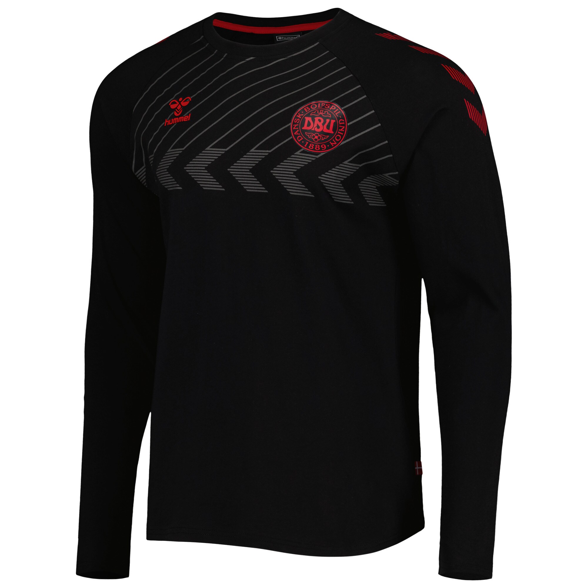 Shop denmark national team fan raglan long sleeve t-shirt – black – France Football Shirts & World Cup Jerseys