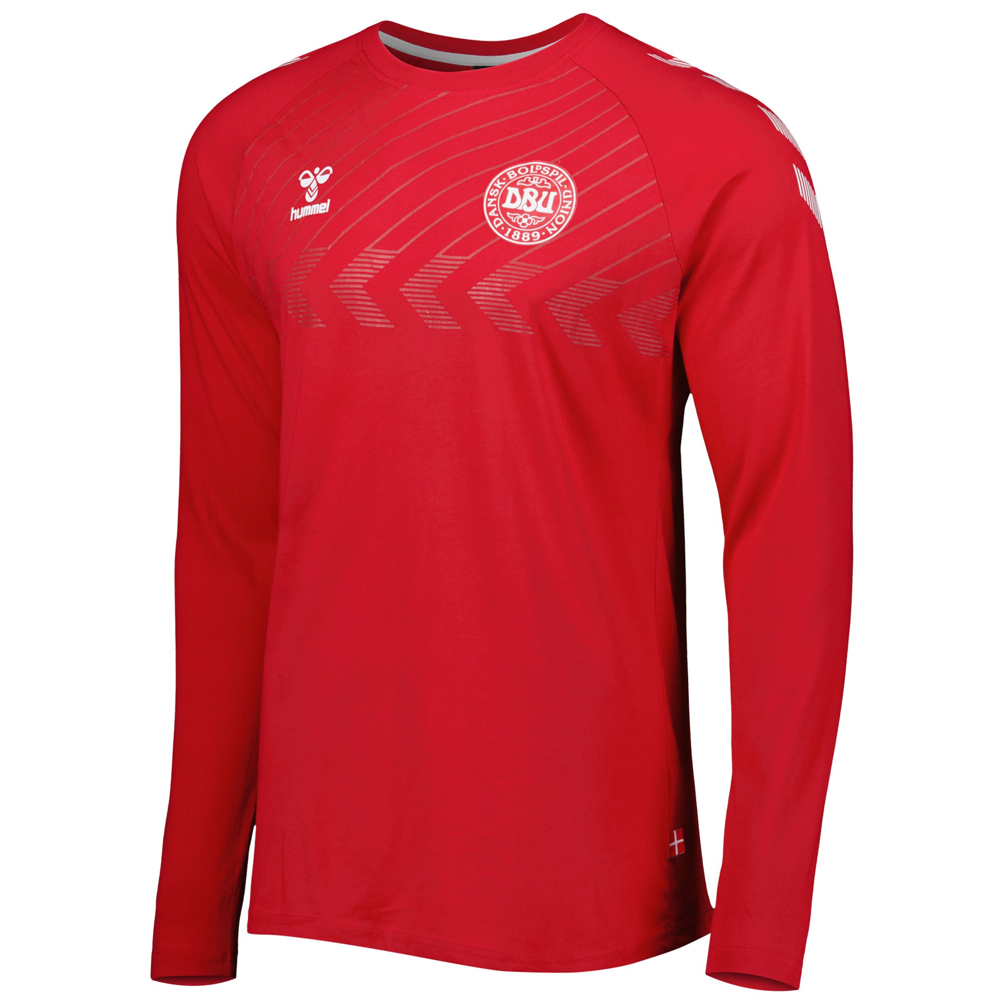 Shop denmark national team fan raglan long sleeve t-shirt – red – France Football Shirts & World Cup Jerseys