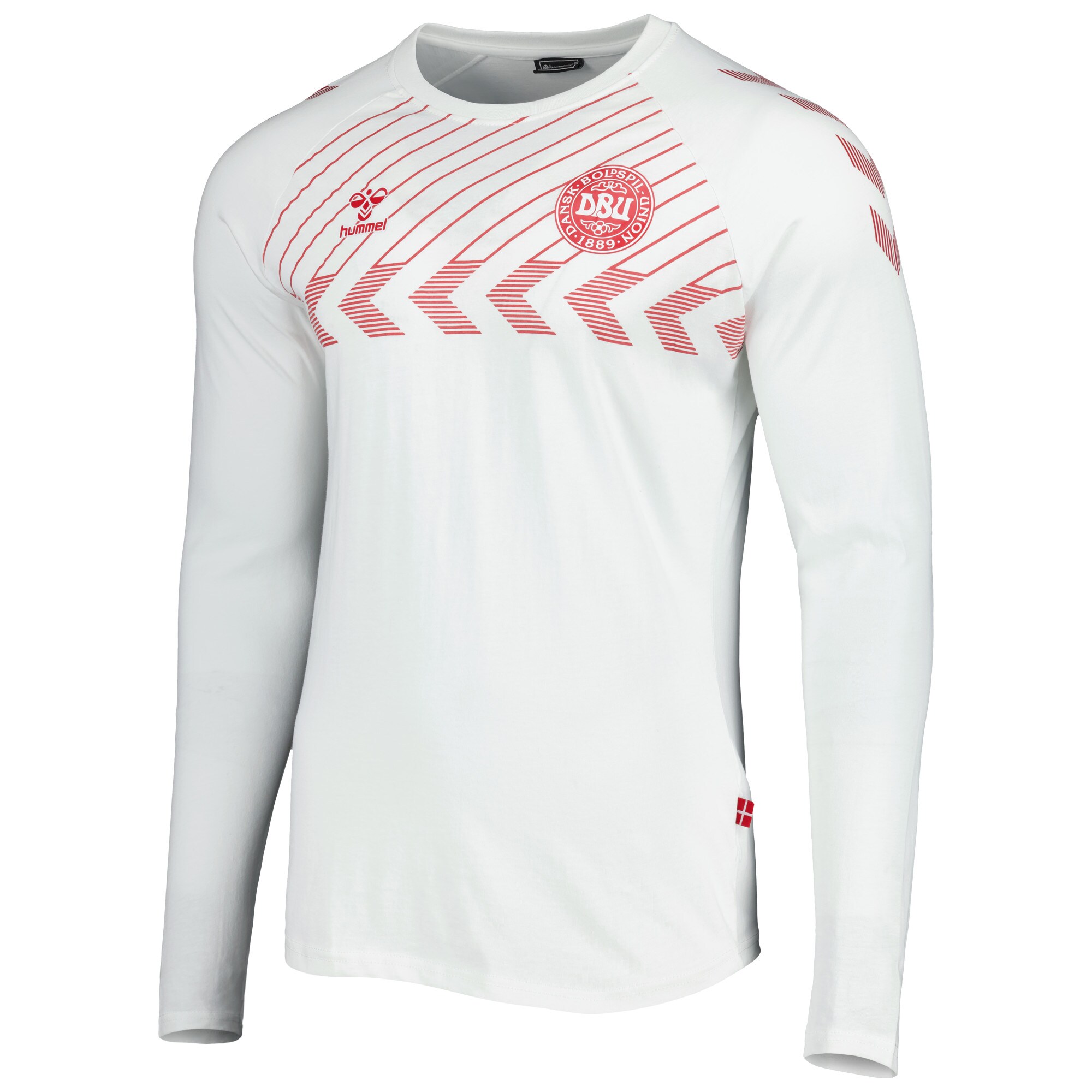 Shop denmark national team fan raglan long sleeve t-shirt – white – France Football Shirts & World Cup Jerseys