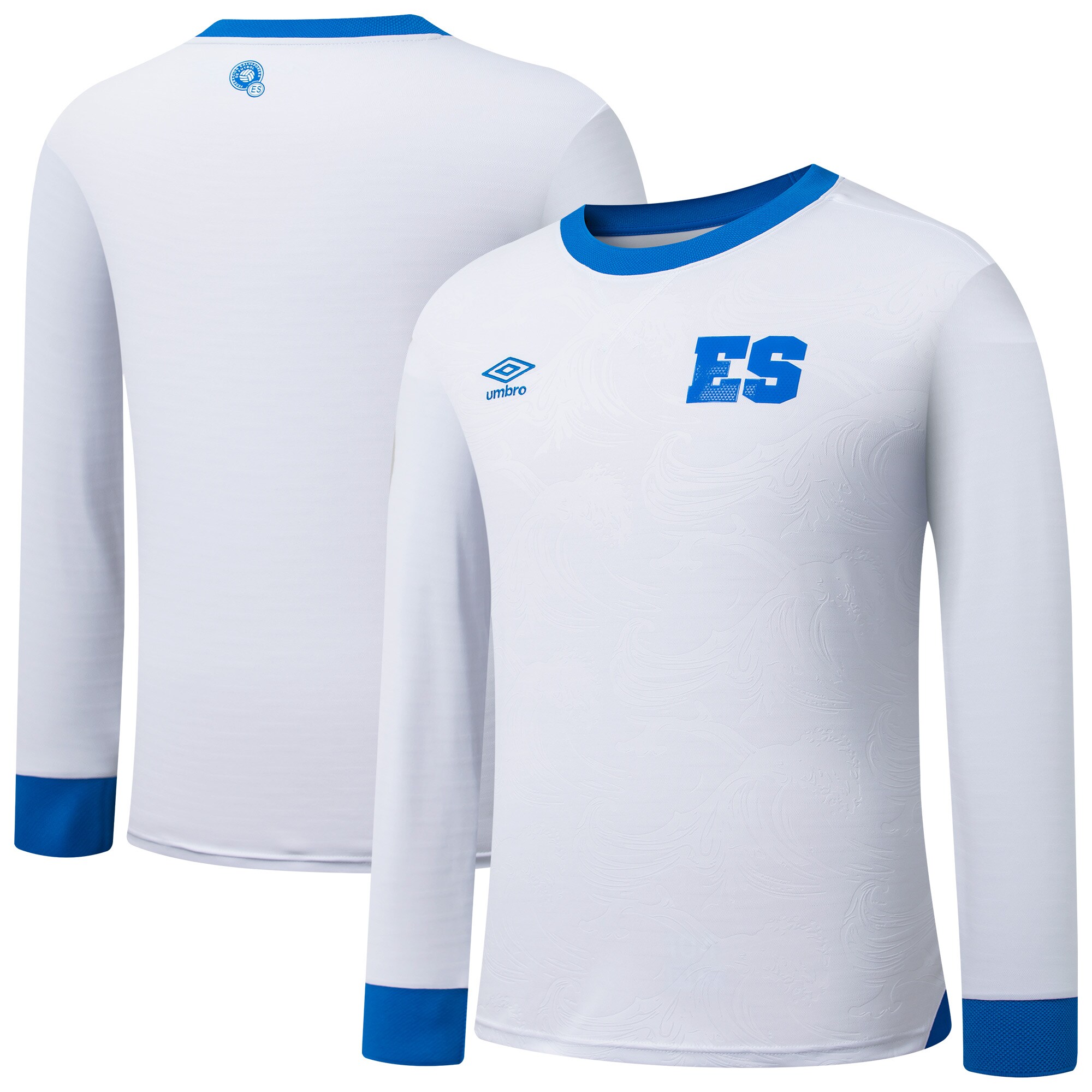 Shop el salvador national team umbro 2025 away replica long sleeve jersey – white – France Football Shirts & World Cup Jerseys