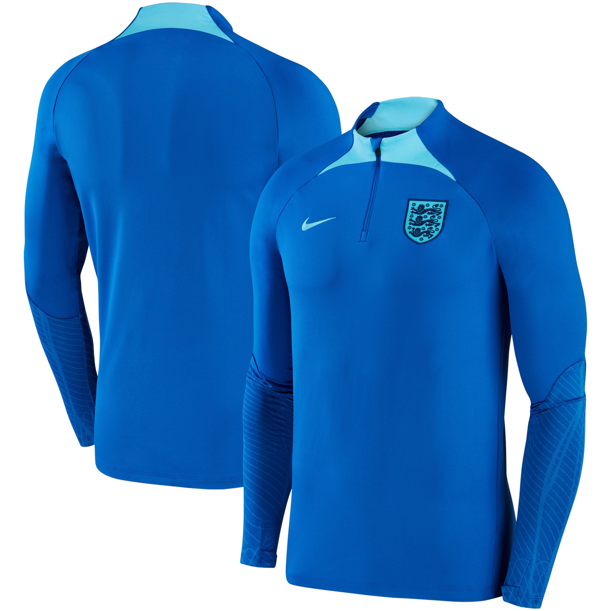 Shop england national team nike 2022 strike drill performance raglan quarter-zip long sleeve top – blue – France Football Shirts & World Cup Jerseys
