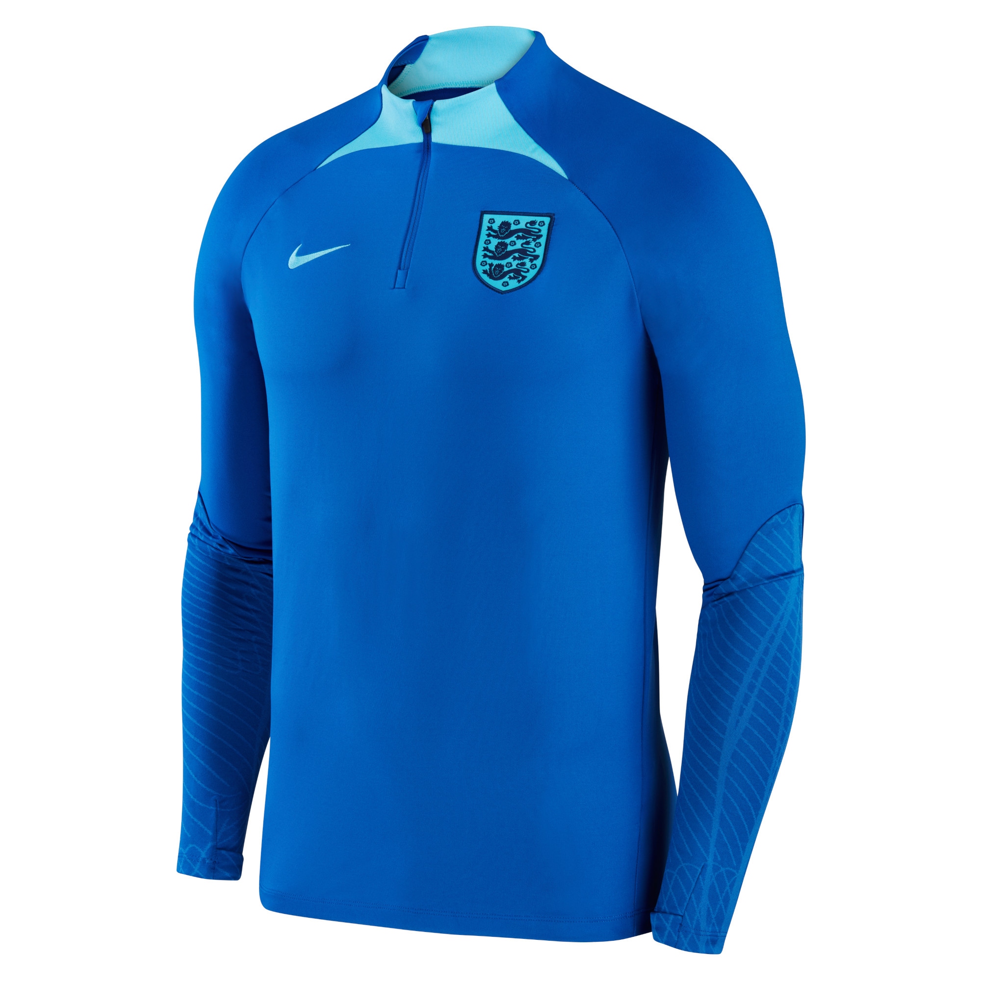 Shop england national team nike 2022 strike drill performance raglan quarter-zip long sleeve top – blue – France Football Shirts & World Cup Jerseys