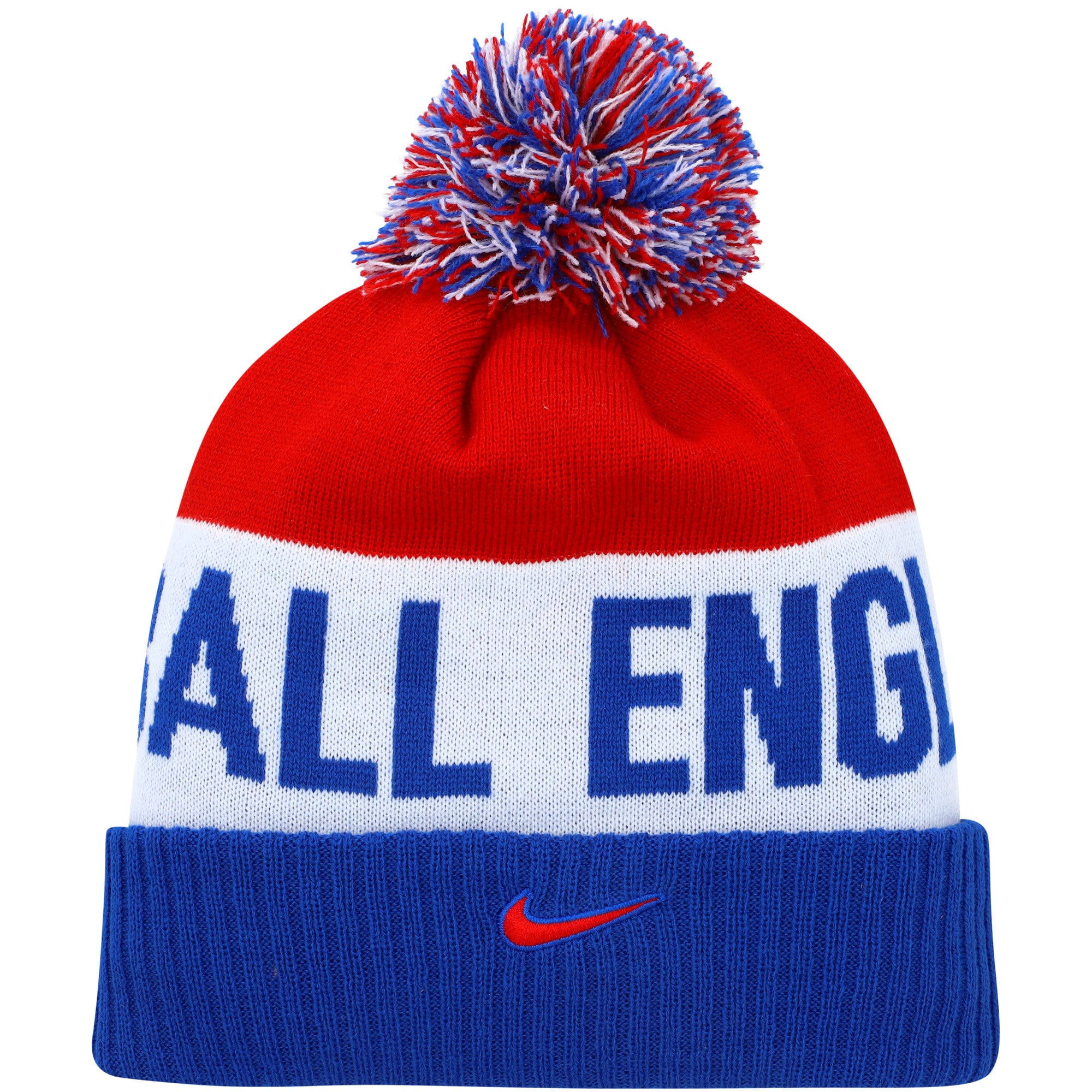 Shop england national team nike classic stripe cuffed knit hat with pom – bluered – France Football Shirts & World Cup Jerseys