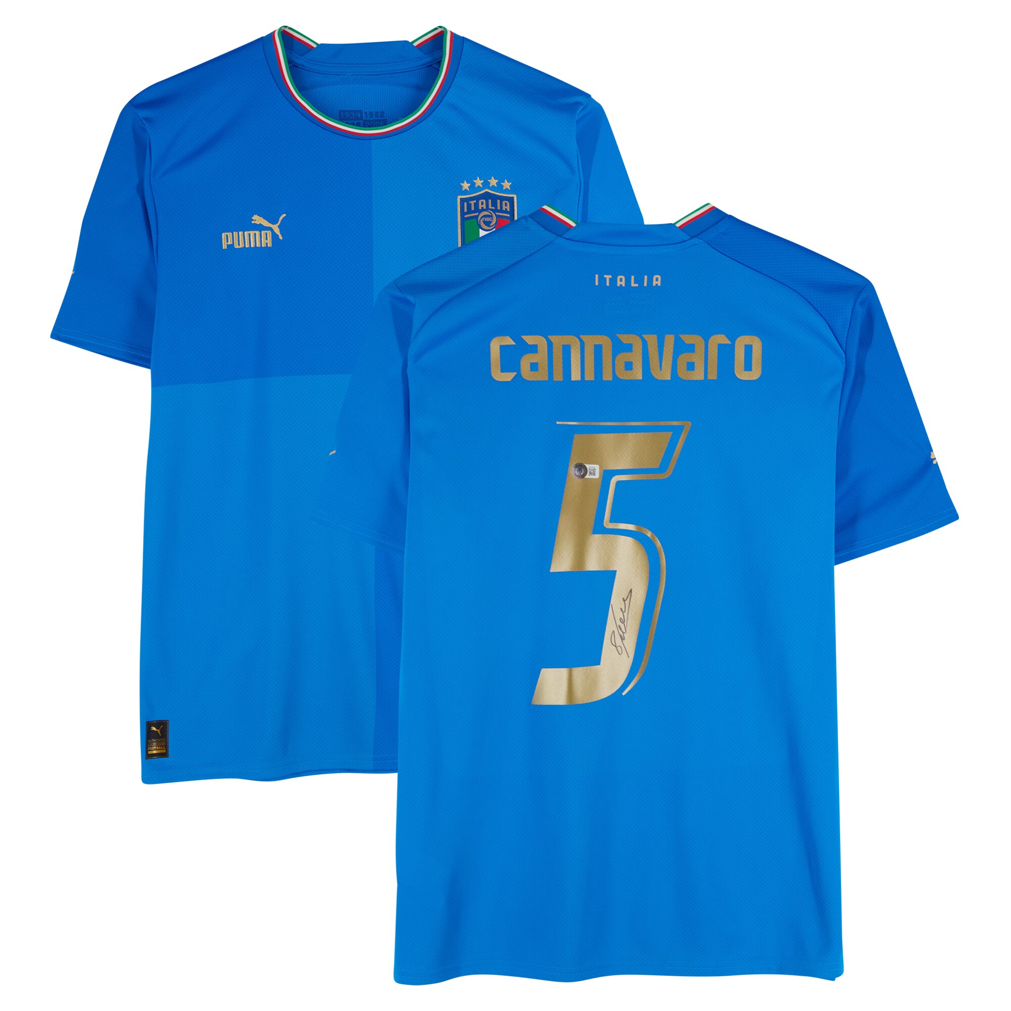 Shop fabio cannavaro italy national team autographed fanatics authentic 2022-23 blue home puma jersey – bas – France Football Shirts & World Cup Jerseys