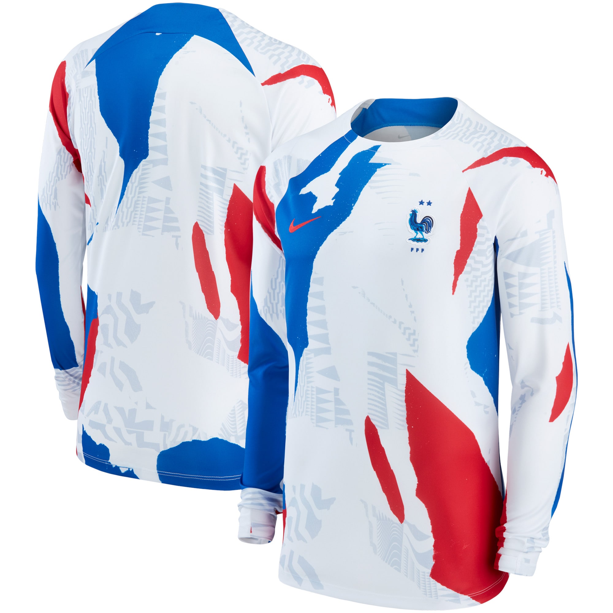 Shop france national team nike pre-match long sleeve top – white – France Football Shirts & World Cup Jerseys