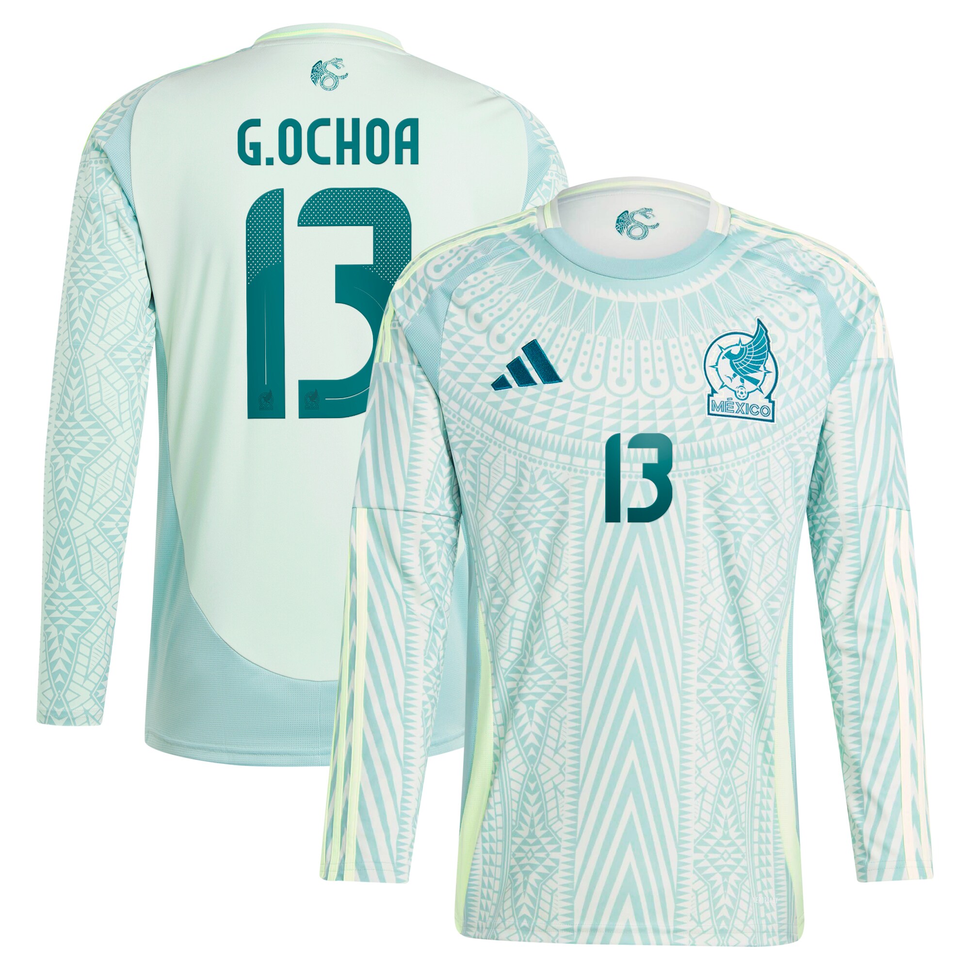 Shop guillermo ochoa mexico national team adidas 2024 away replica player long sleeve jersey – green – France Football Shirts & World Cup Jerseys