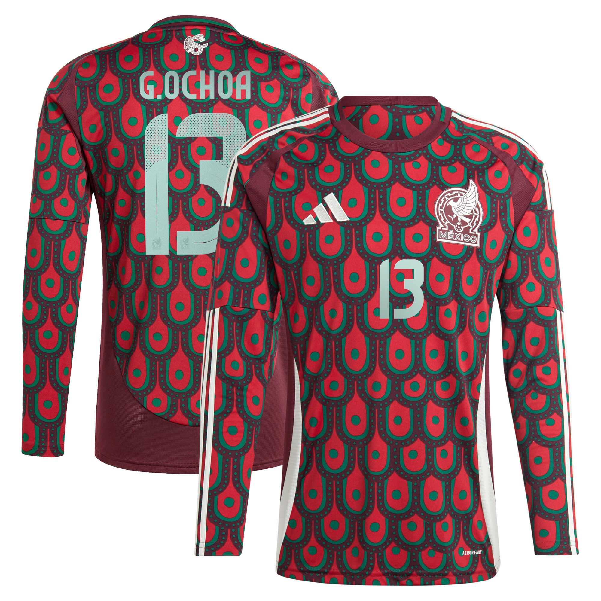 Shop guillermo ochoa mexico national team adidas 2024 home replica player long sleeve jersey – burgundy – France Football Shirts & World Cup Jerseys