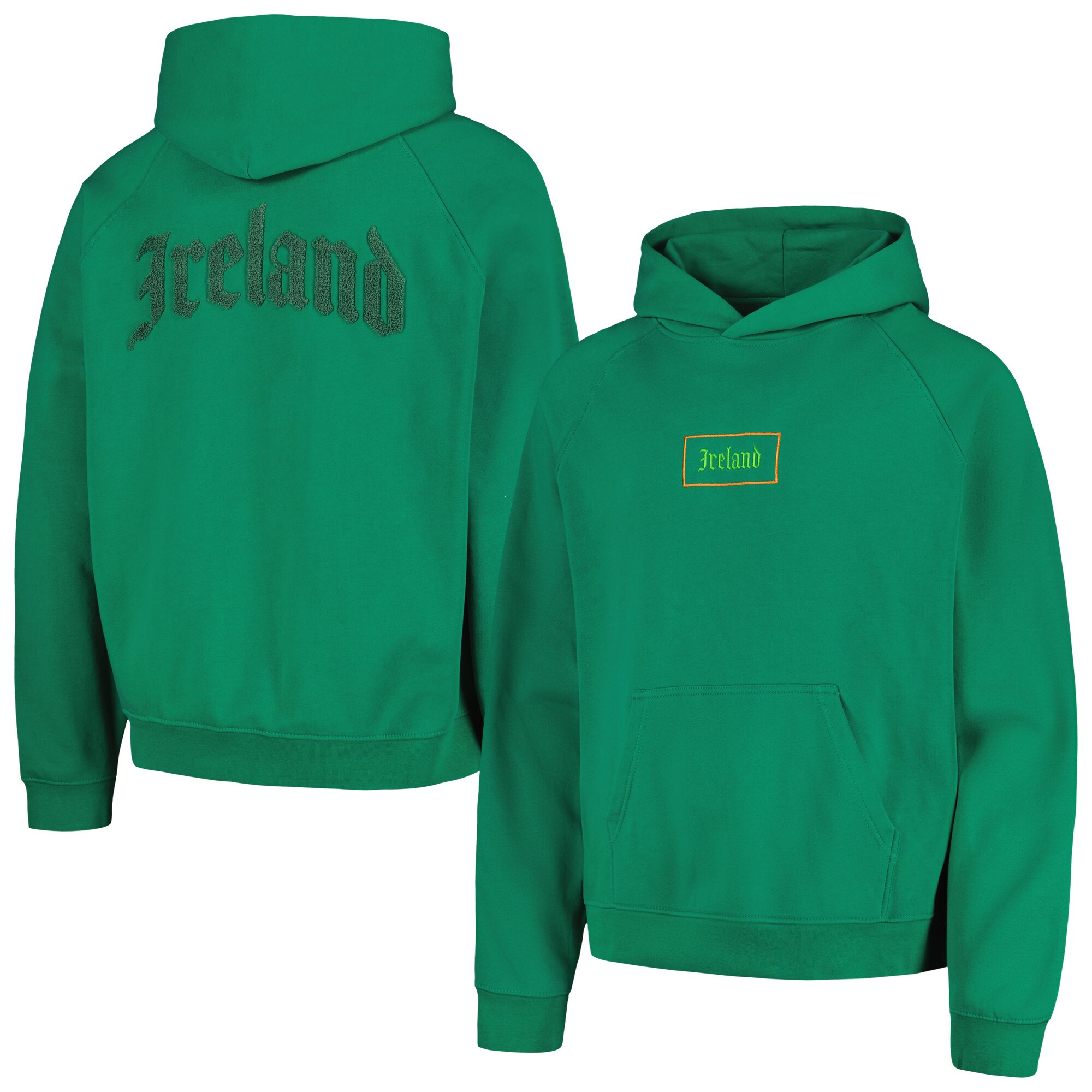 Shop ireland national team old english oversized raglan pullover hoodie – green – France Football Shirts & World Cup Jerseys