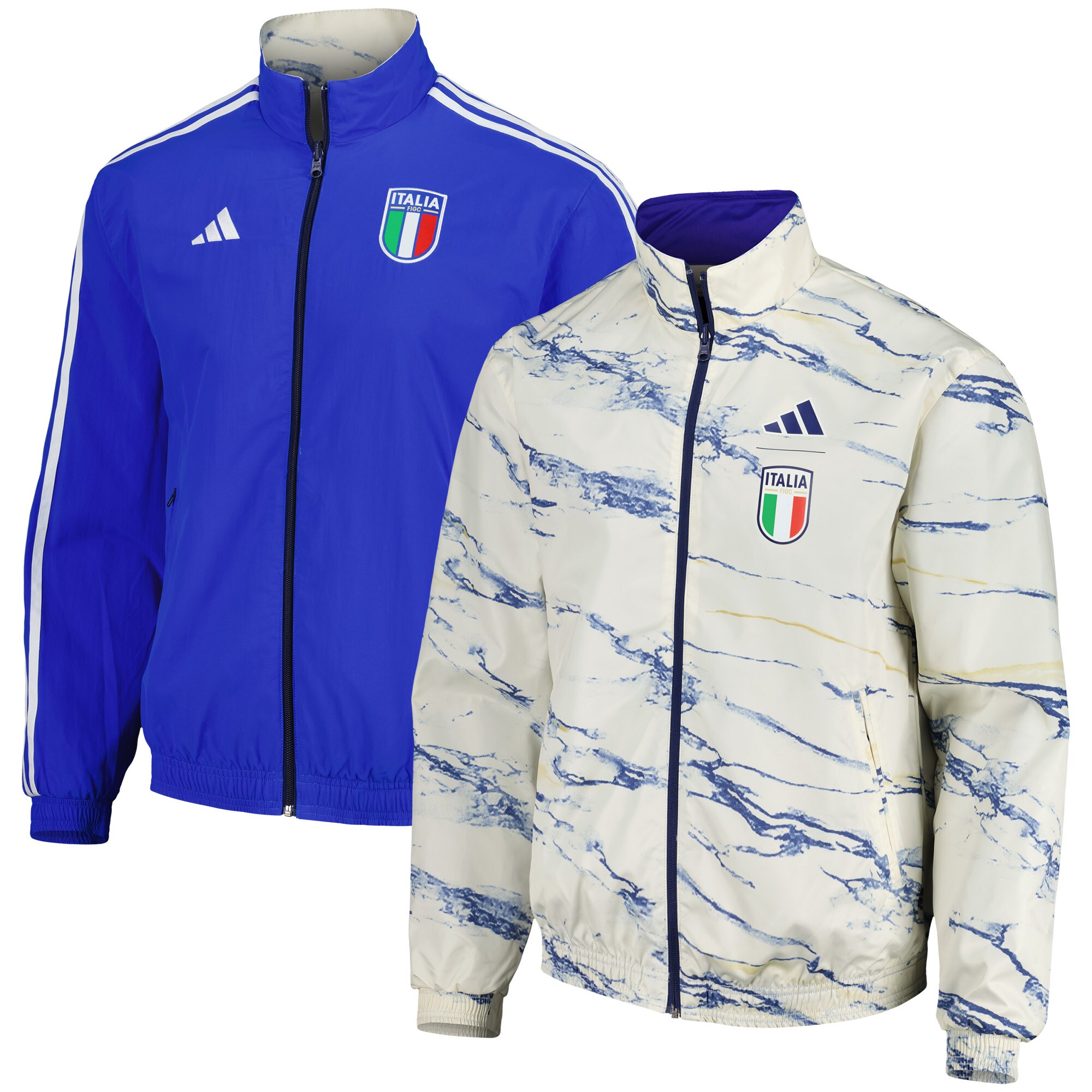 Shop italy national team adidas team logo anthem reversible full-zip jacket – white – France Football Shirts & World Cup Jerseys