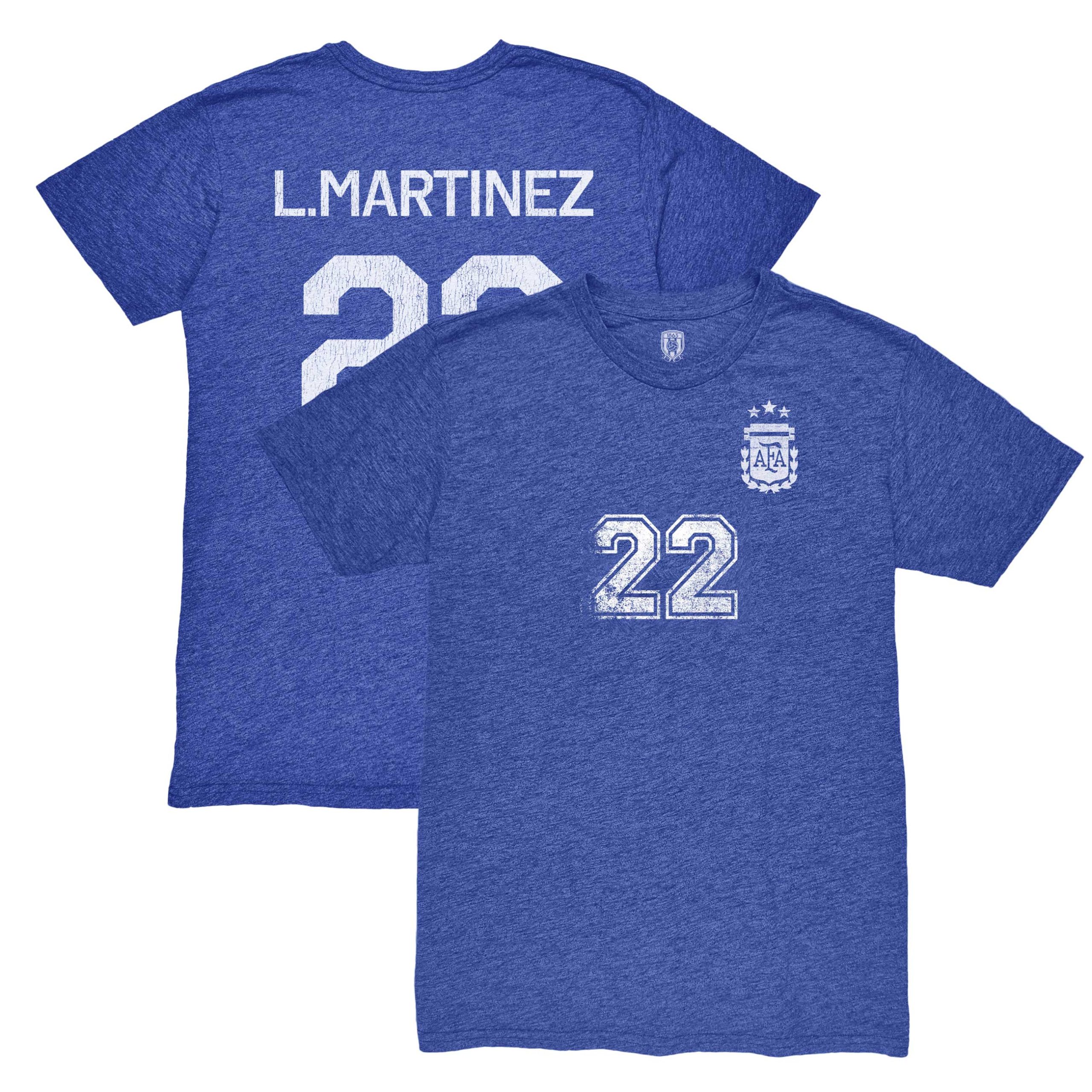 Shop lautaro martinez argentina national team 1863fc retro player tri-blend t-shirt – blue – France Football Shirts & World Cup Jerseys