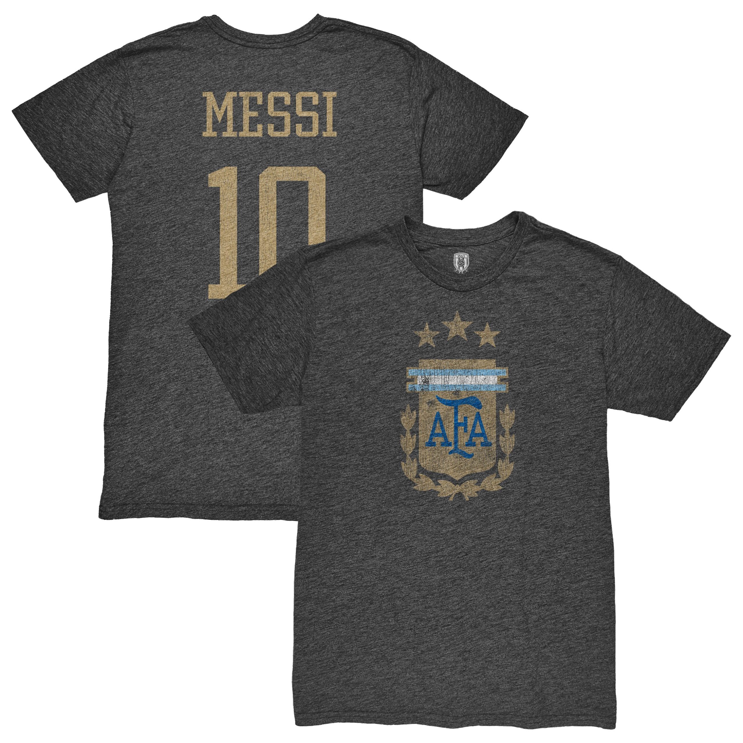 Shop lionel messi argentina national team 1863fc player retro tri-blend t-shirt – heather black – France Football Shirts & World Cup Jerseys