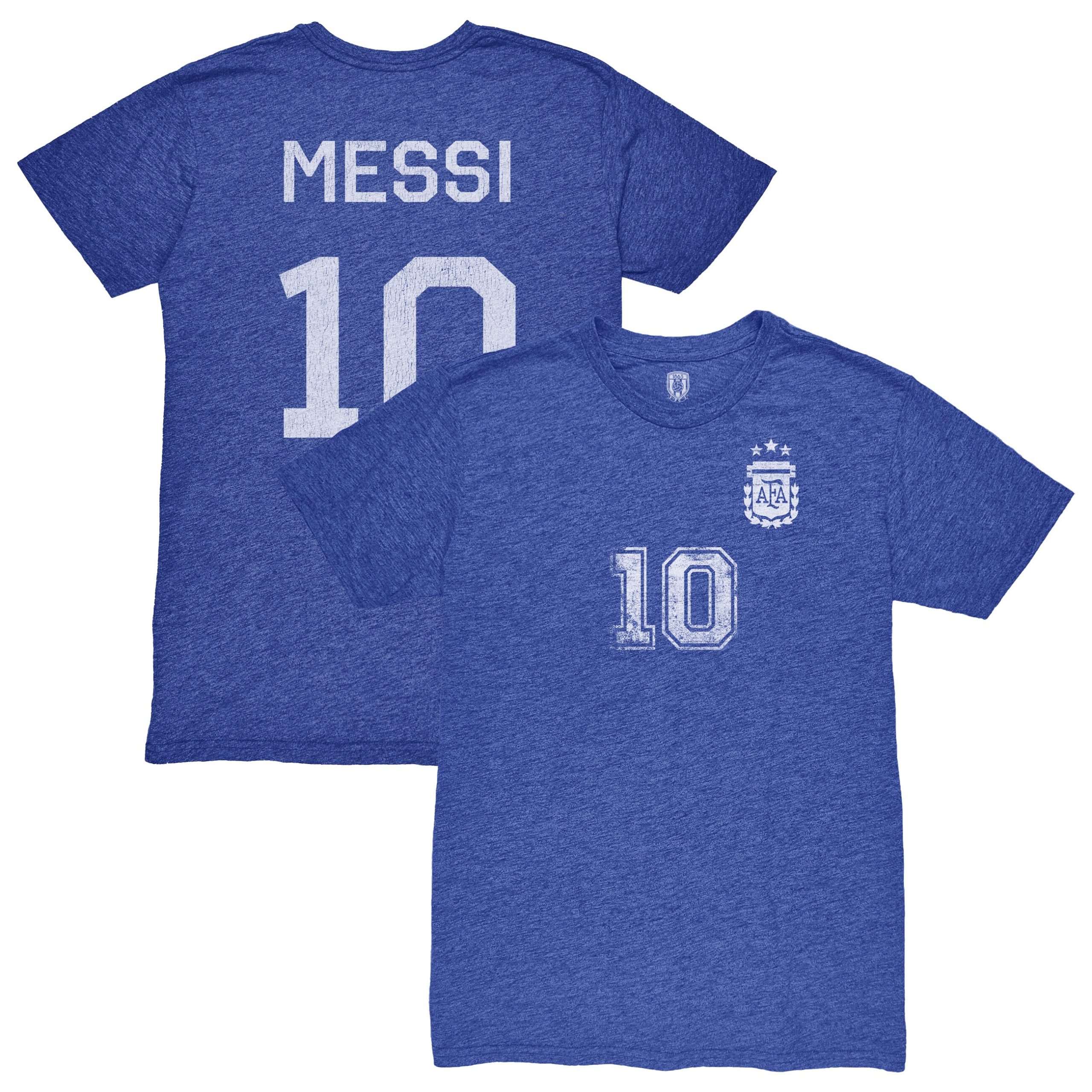 Shop lionel messi argentina national team 1863fc retro name amp number tri-blend t-shirt – blue – France Football Shirts & World Cup Jerseys