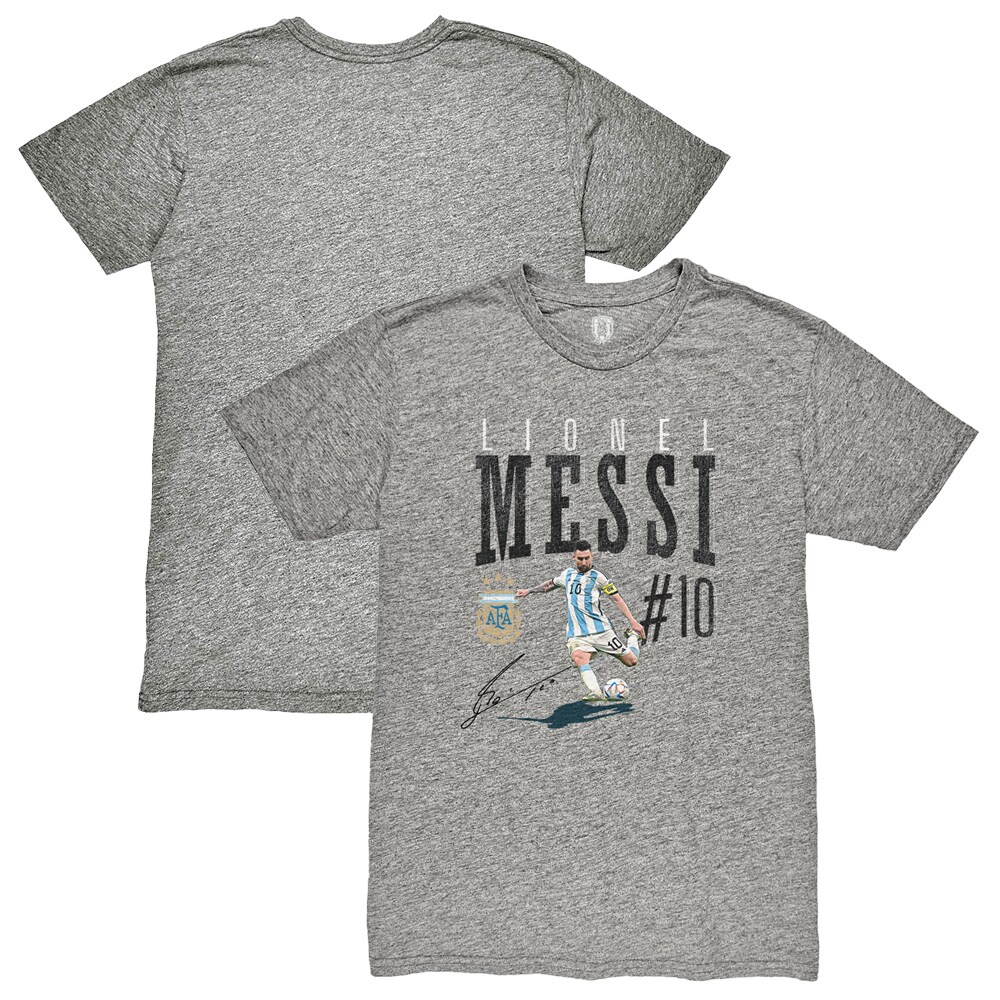 Shop lionel messi argentina national team 1863fc snapshot tri-blend t-shirt – heather gray – France Football Shirts & World Cup Jerseys