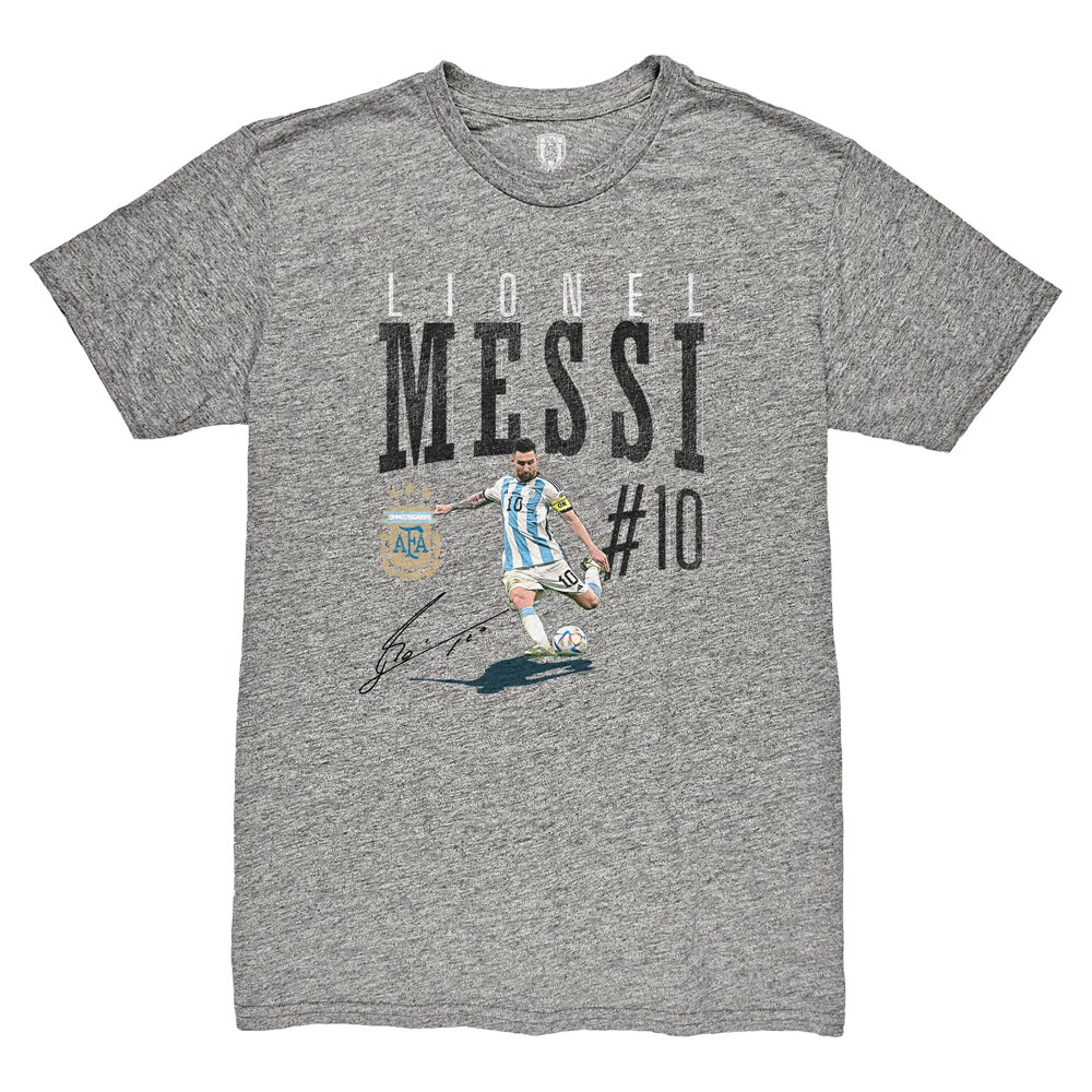 Shop lionel messi argentina national team 1863fc snapshot tri-blend t-shirt – heather gray – France Football Shirts & World Cup Jerseys