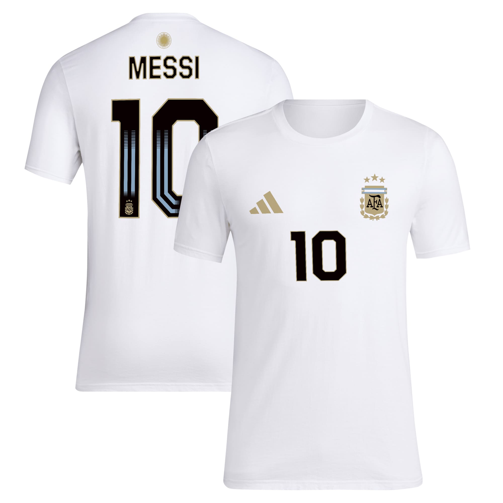 Shop lionel messi argentina national team adidas name amp number t-shirt – white – France Football Shirts & World Cup Jerseys