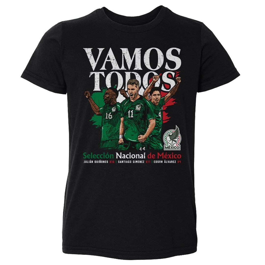 Shop mexico national team 500 level toddler vamos todos julián quiñones santiago giménez amp edson Álvarez t-shirt – black – France Football Shirts & World Cup Jerseys