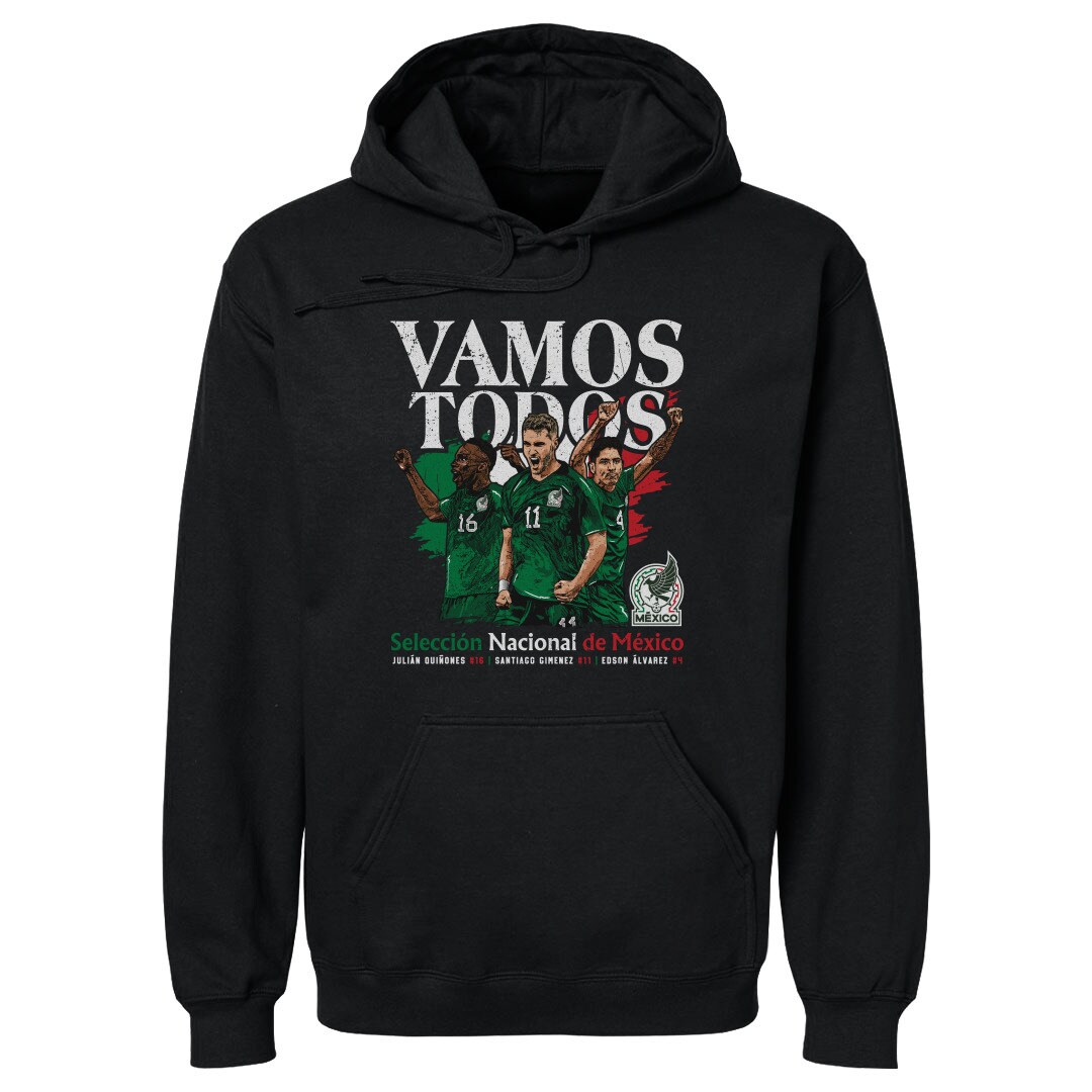 Shop mexico national team 500 level vamos todos julián quiñones santiago giménez amp edson Álvarez pullover hoodie – black – France Football Shirts & World Cup Jerseys