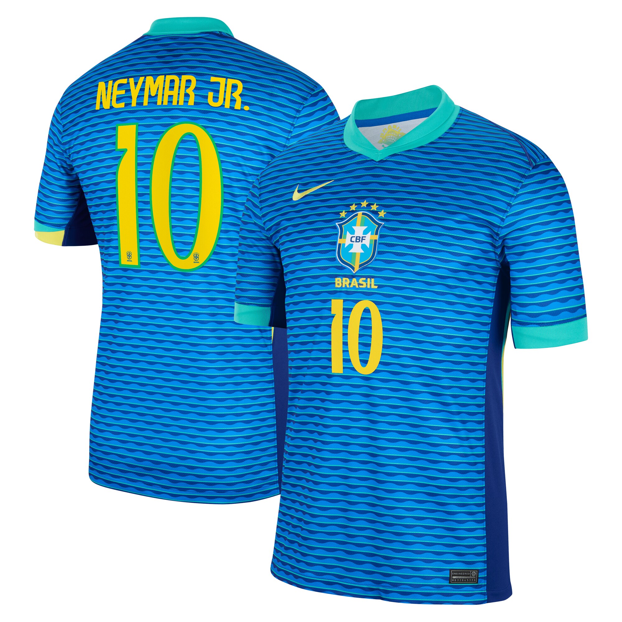 Shop neymar jr. brazil national team nike 2024 away stadium replica player jersey – blue – France Football Shirts & World Cup Jerseys