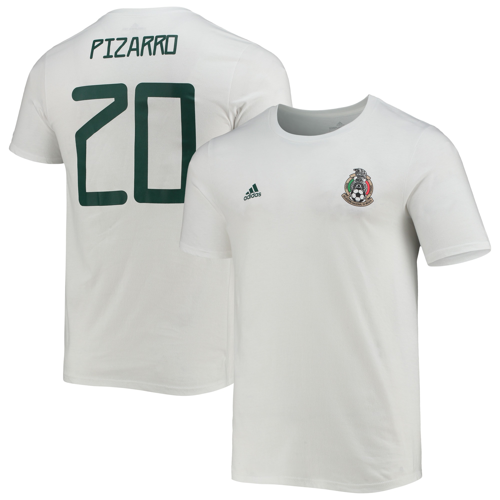Shop rodolfo pizarro mexico national team adidas amplifier name amp number t-shirt – white – France Football Shirts & World Cup Jerseys