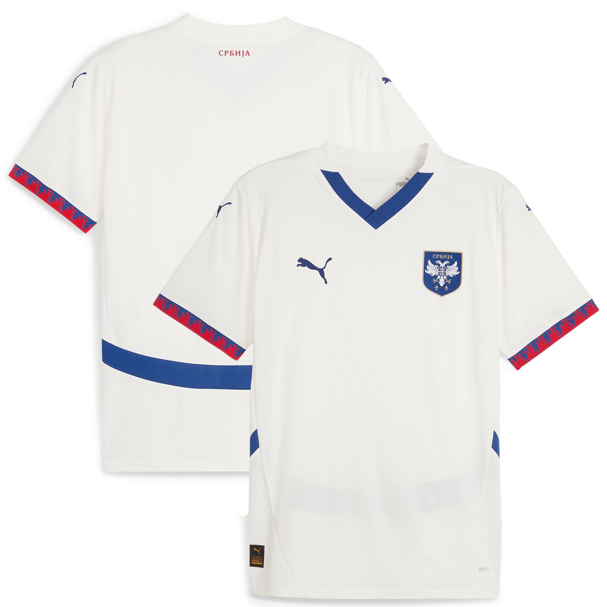 Shop serbia national team puma 2024 away replica jersey – white – France Football Shirts & World Cup Jerseys