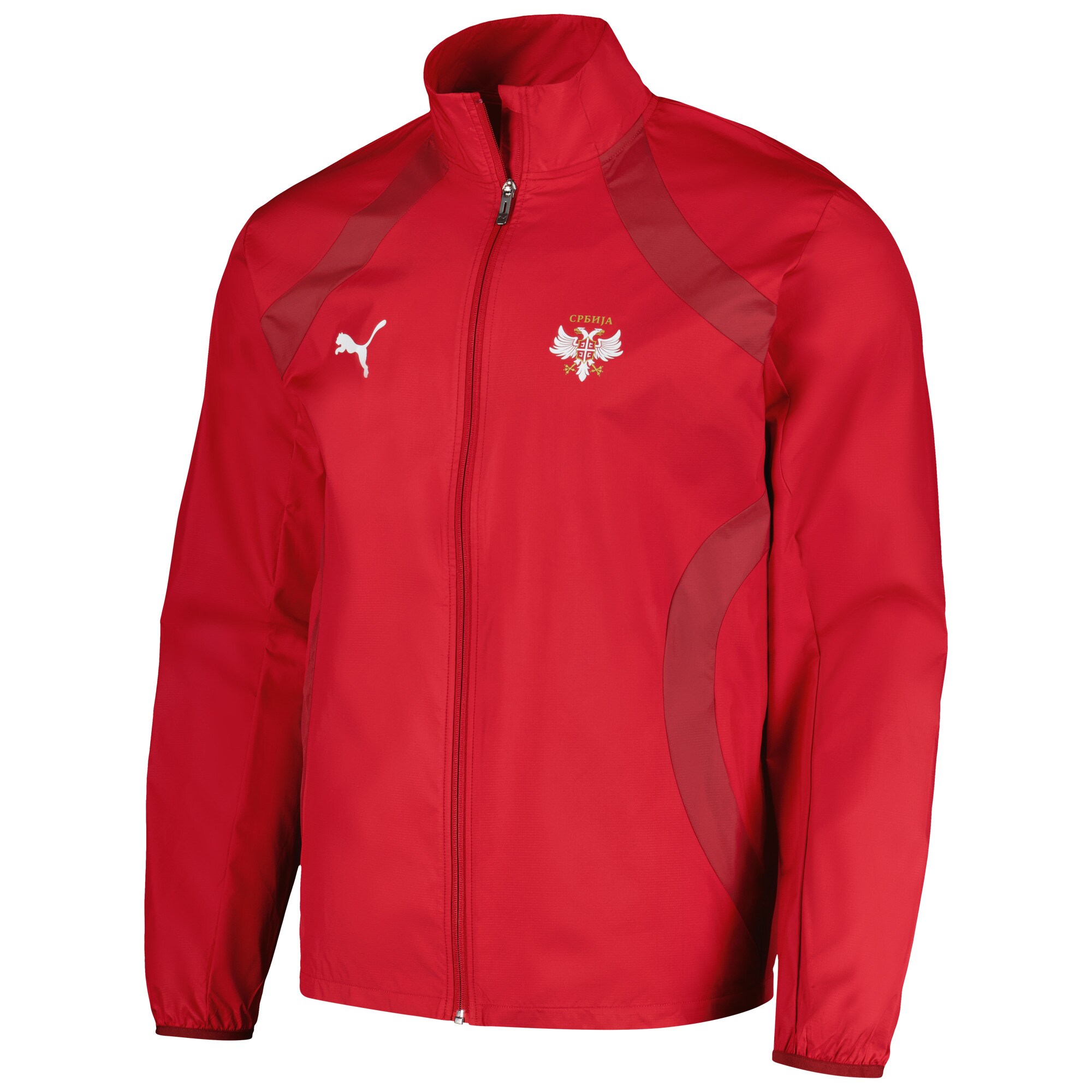 Shop serbia national team puma 2024 pre-match full-zip hoodie jacket – red – France Football Shirts & World Cup Jerseys