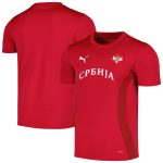 Shop serbia national team puma 2024 pre-match jersey – red – France Football Shirts & World Cup Jerseys
